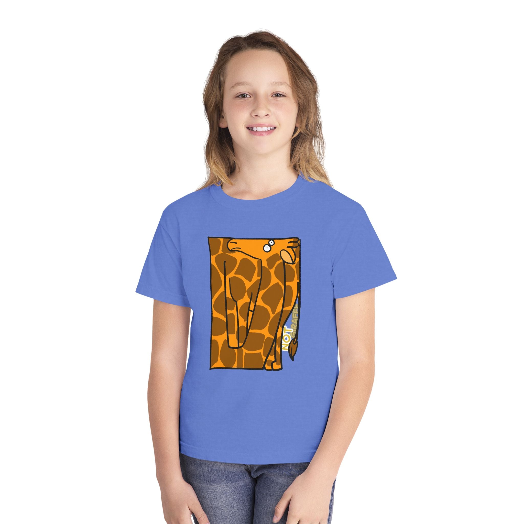 Giraffe Peek Kids Tee — Cute Peeking "Not Giraffe" Graphic Youth T-Shirt