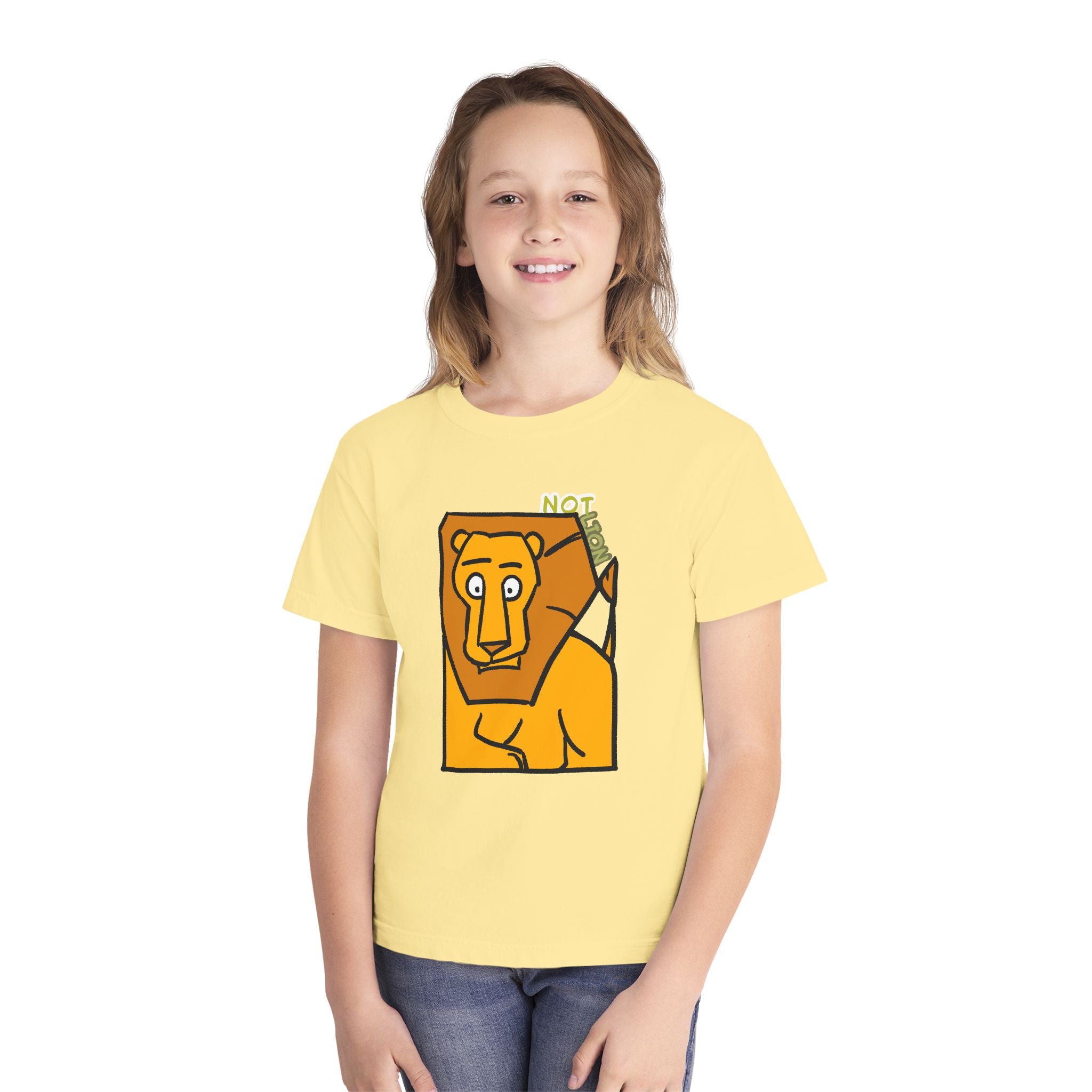 Lion Youth Tee — Playful 'NOT Lion' Graphic Kids T-Shirt