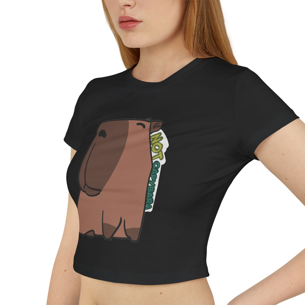 Capybara Cute Crop Tee — 'Not Capybara' Graphic Women's Baby Tee