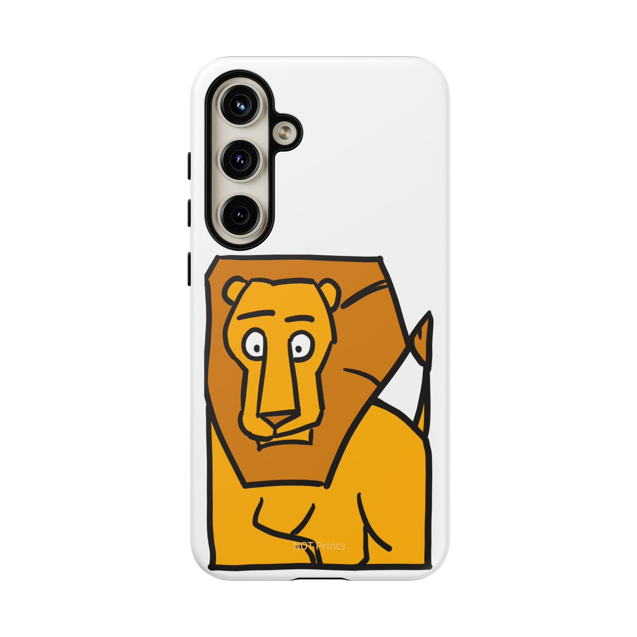 Lion Illustration Phone Case — Cute Bold Cartoon Lion Protective Cover