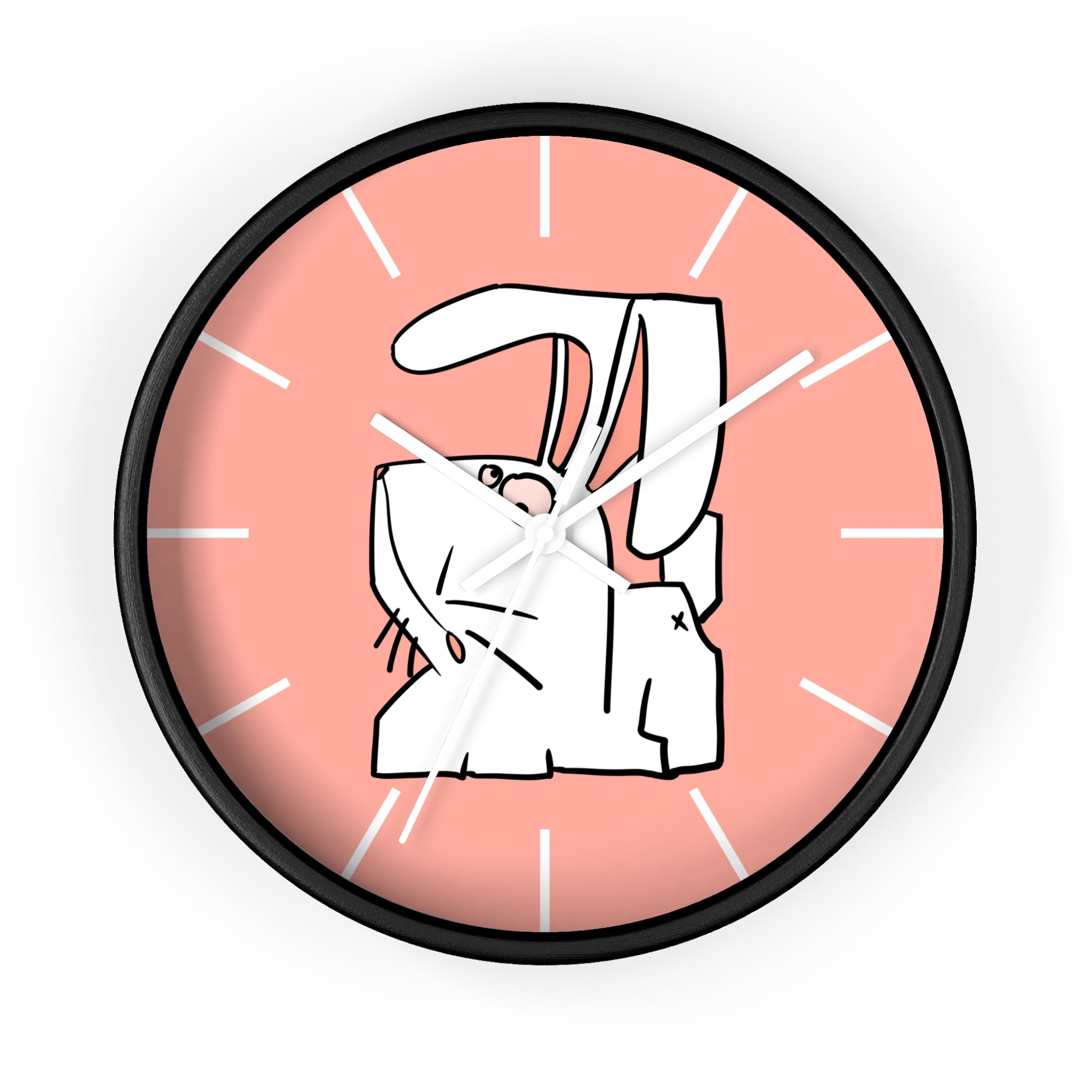 Cute Pink Bunny Wall Clock — Playful Ceramic Rabbit Design