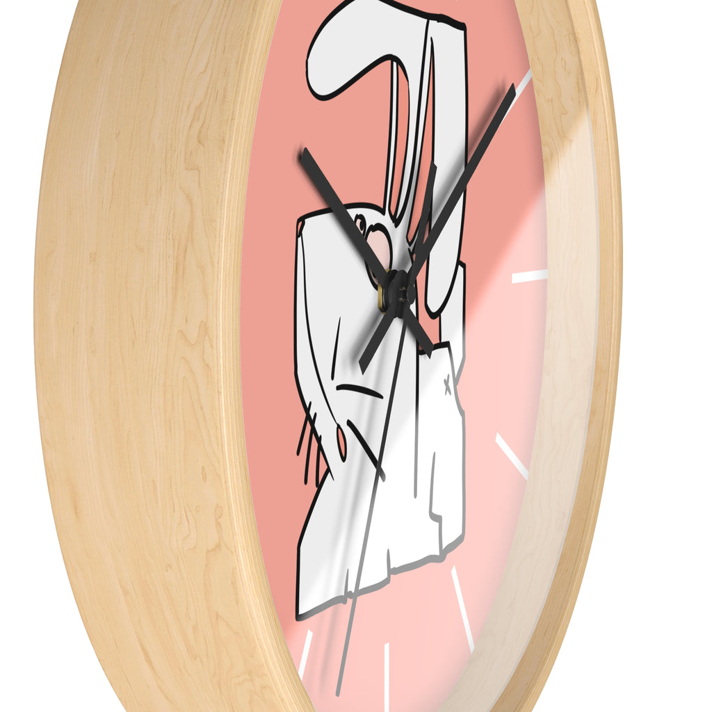 Cute Pink Bunny Wall Clock — Playful Ceramic Rabbit Design