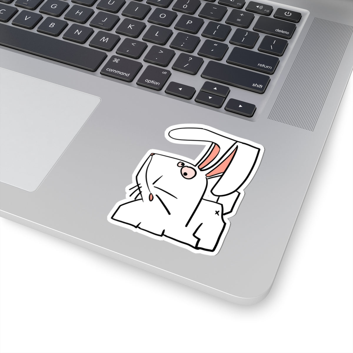 Grumpy Bunny Sticker — Cute Kiss-Cut Laptop Decal