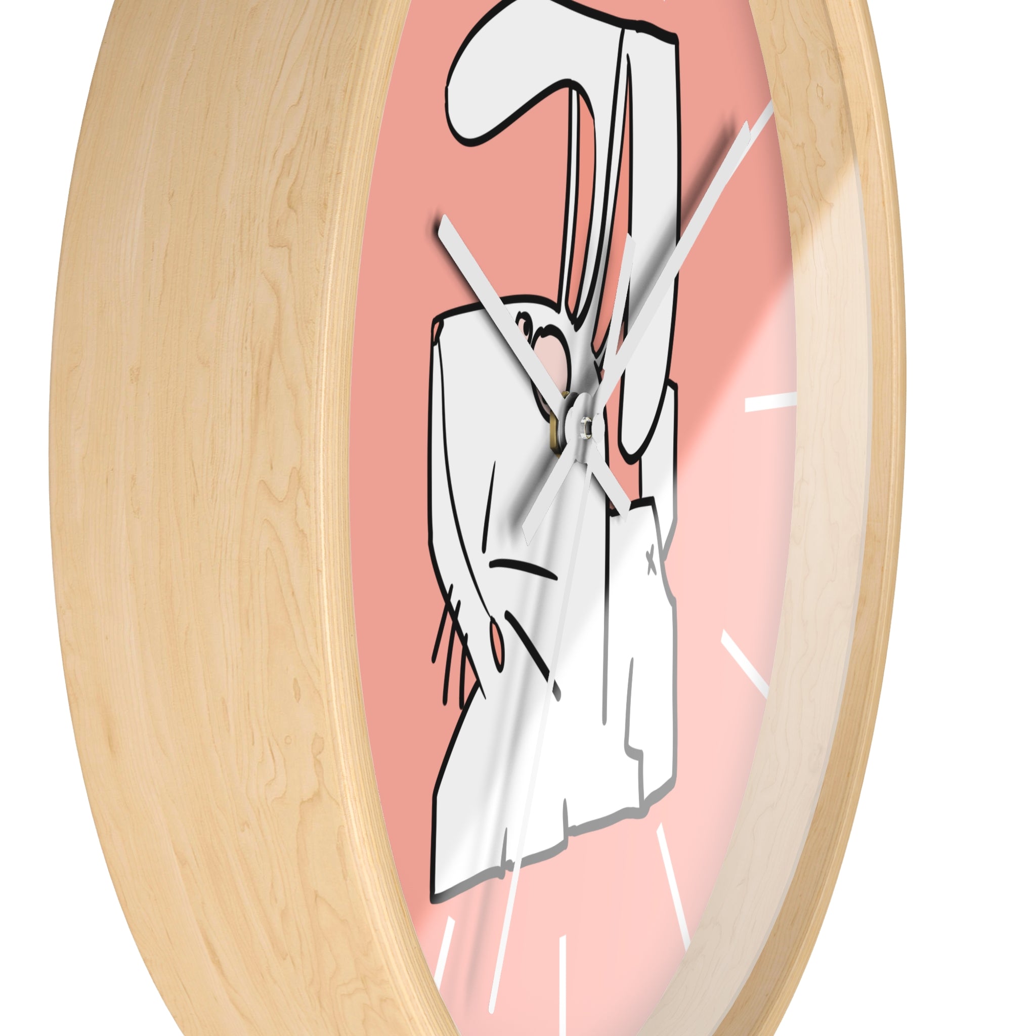 Cute Pink Bunny Wall Clock — Playful Ceramic Rabbit Design
