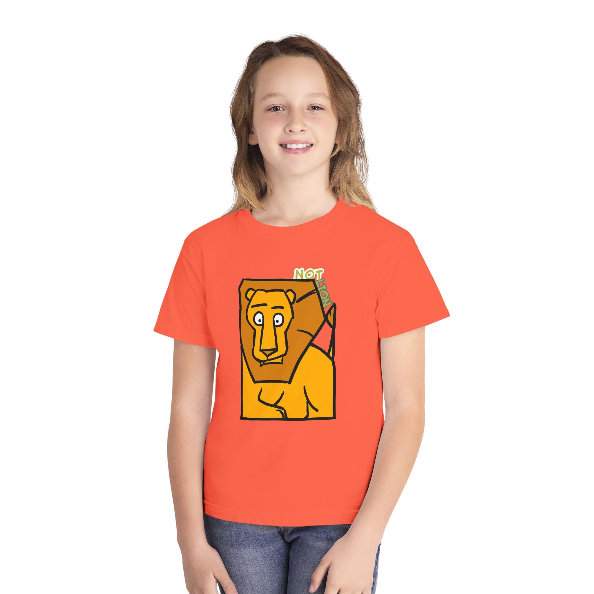 Lion Youth Tee — Playful 'NOT Lion' Graphic Kids T-Shirt