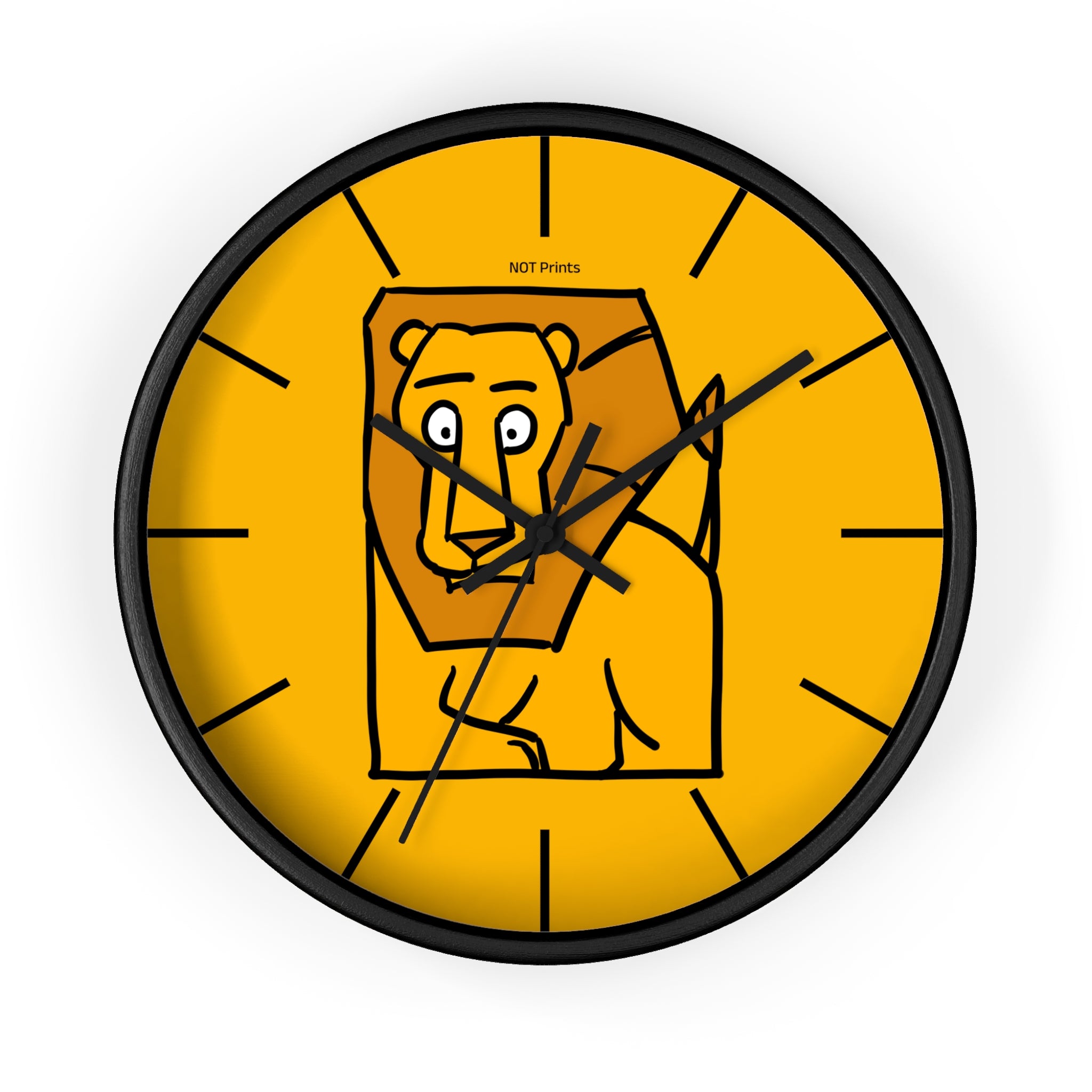 Lion Portrait Wall Clock — Minimalist Yellow Animal Nursery Clock
