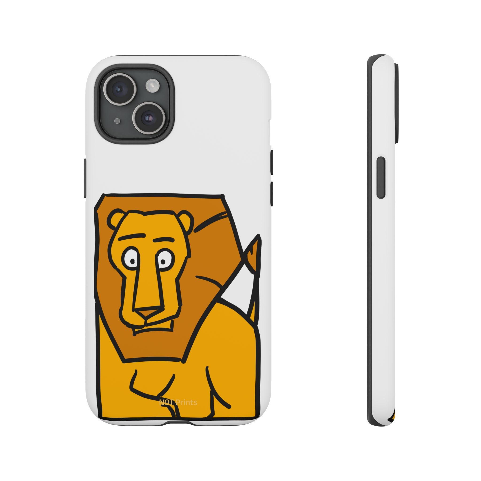 Lion Illustration Phone Case — Cute Bold Cartoon Lion Protective Cover