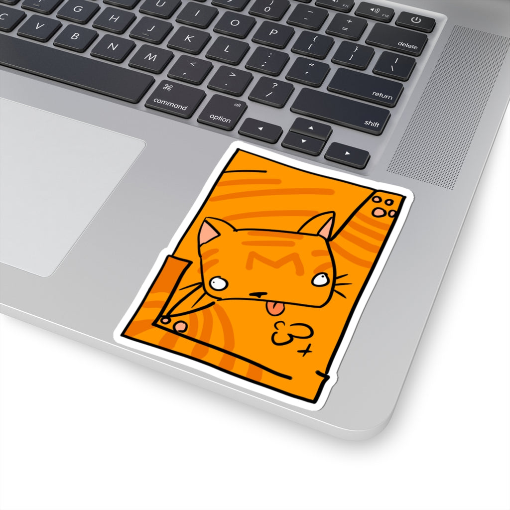 Orange Cat Sticker - Cute Tongue-Out Cat Kiss-Cut Vinyl Decal