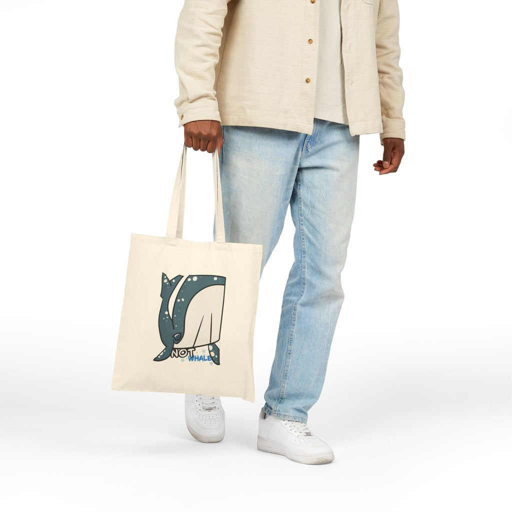 Not Whale Cotton Canvas Tote — Cute Retro Whale Illustration Beach Bag