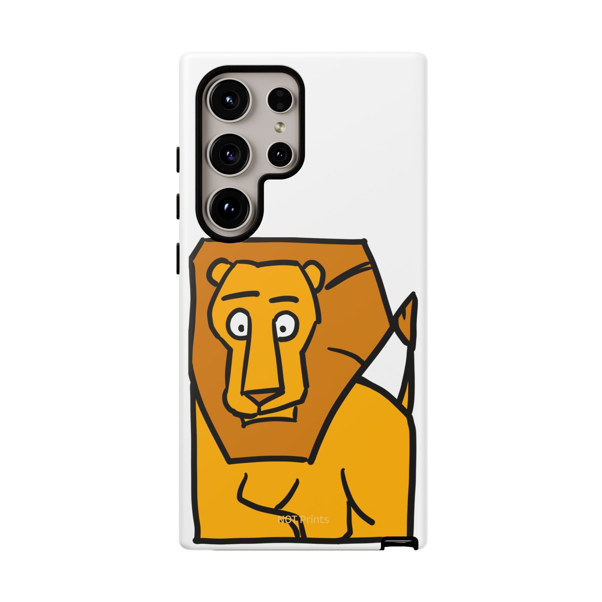 Lion Illustration Phone Case — Cute Bold Cartoon Lion Protective Cover