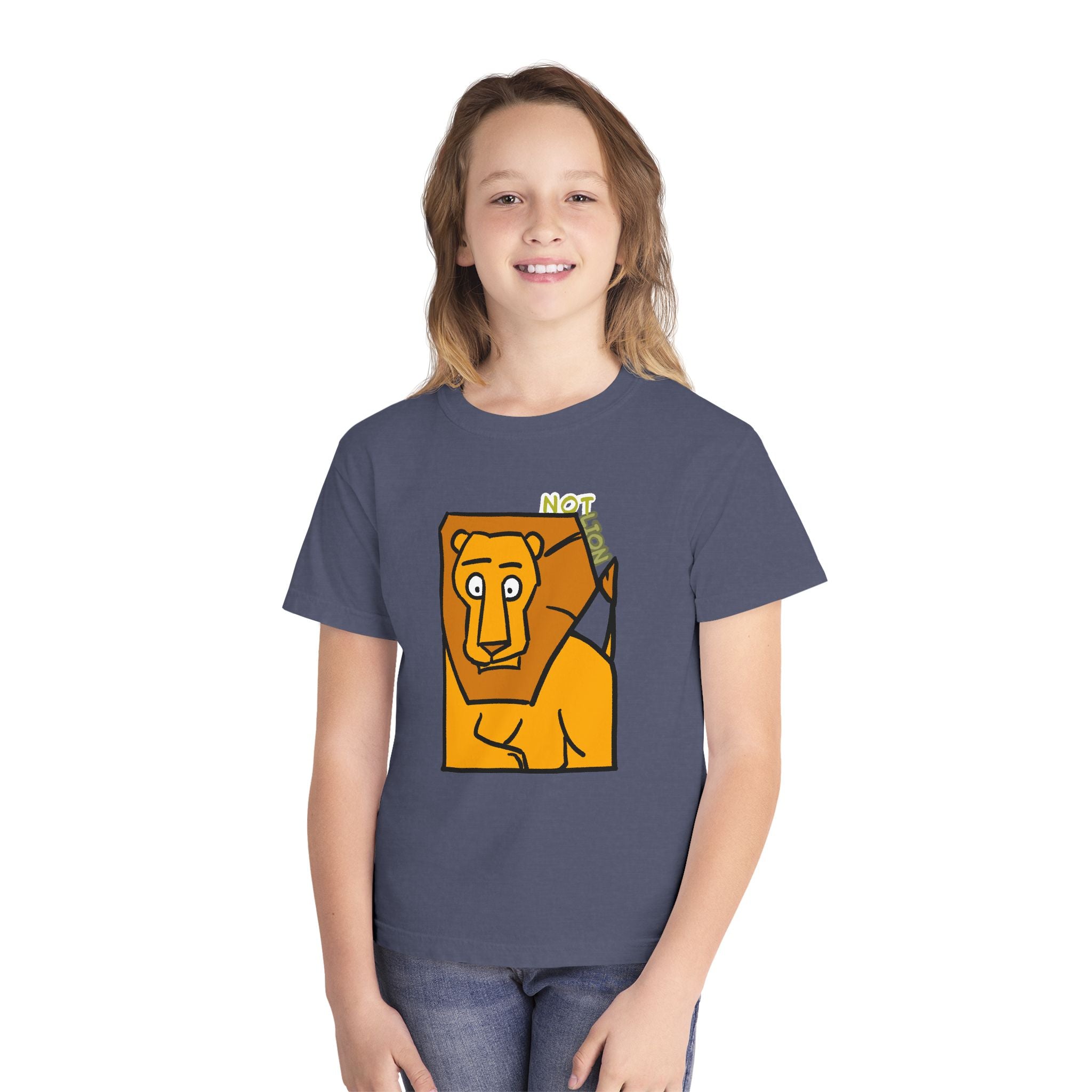 Lion Youth Tee — Playful 'NOT Lion' Graphic Kids T-Shirt