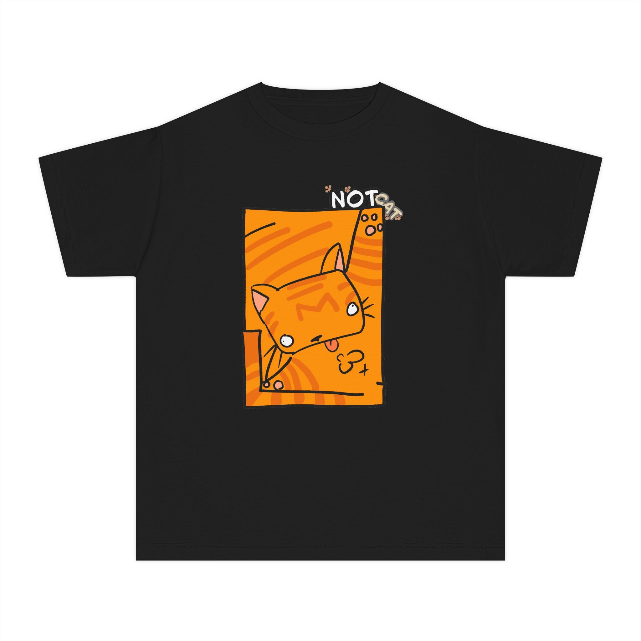 Orange Cat Youth Tee – Cute Cartoon Cat Graphic Shirt for Kids | Funny Not Cat Animal Cotton T-Shirt