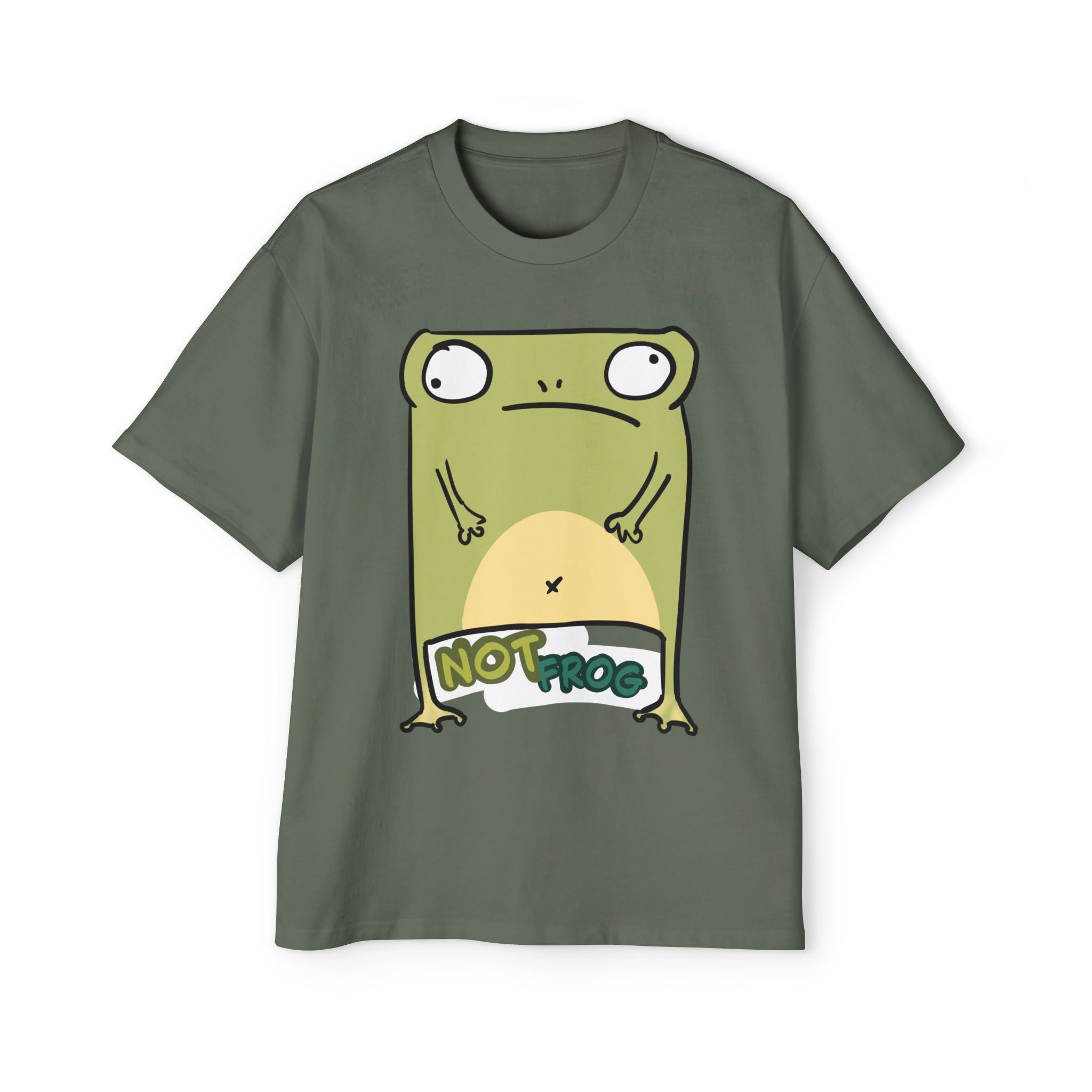 Funny 'Not Frog' Graphic Tee — Cute Cartoon Amphibian Oversized Shirt