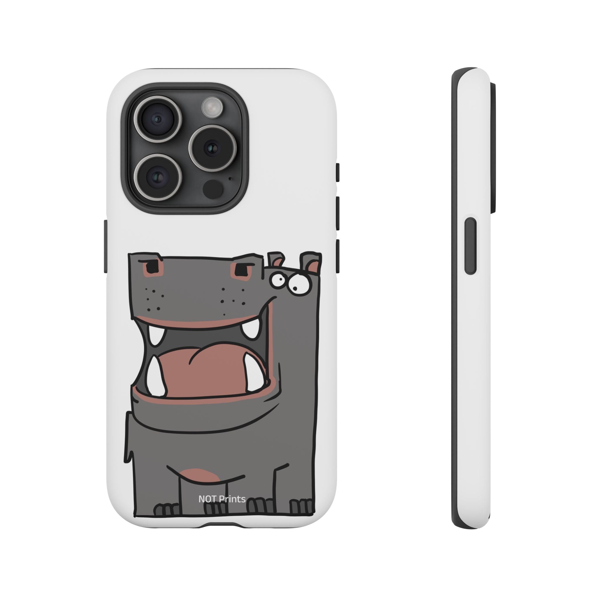 Hippo Cartoon Phone Case — Cute Happy Hippo Protective iPhone Cover