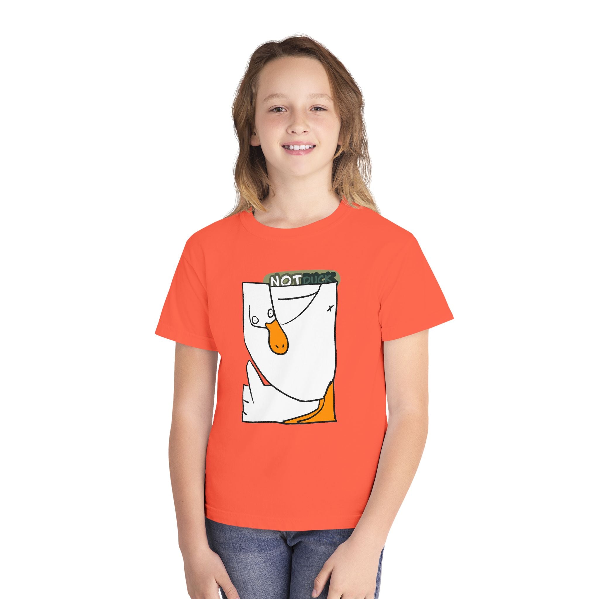 Duck Youth Tee — 'NOT DUCK' Whimsical Cartoon Goose Graphic Kids T‑Shirt