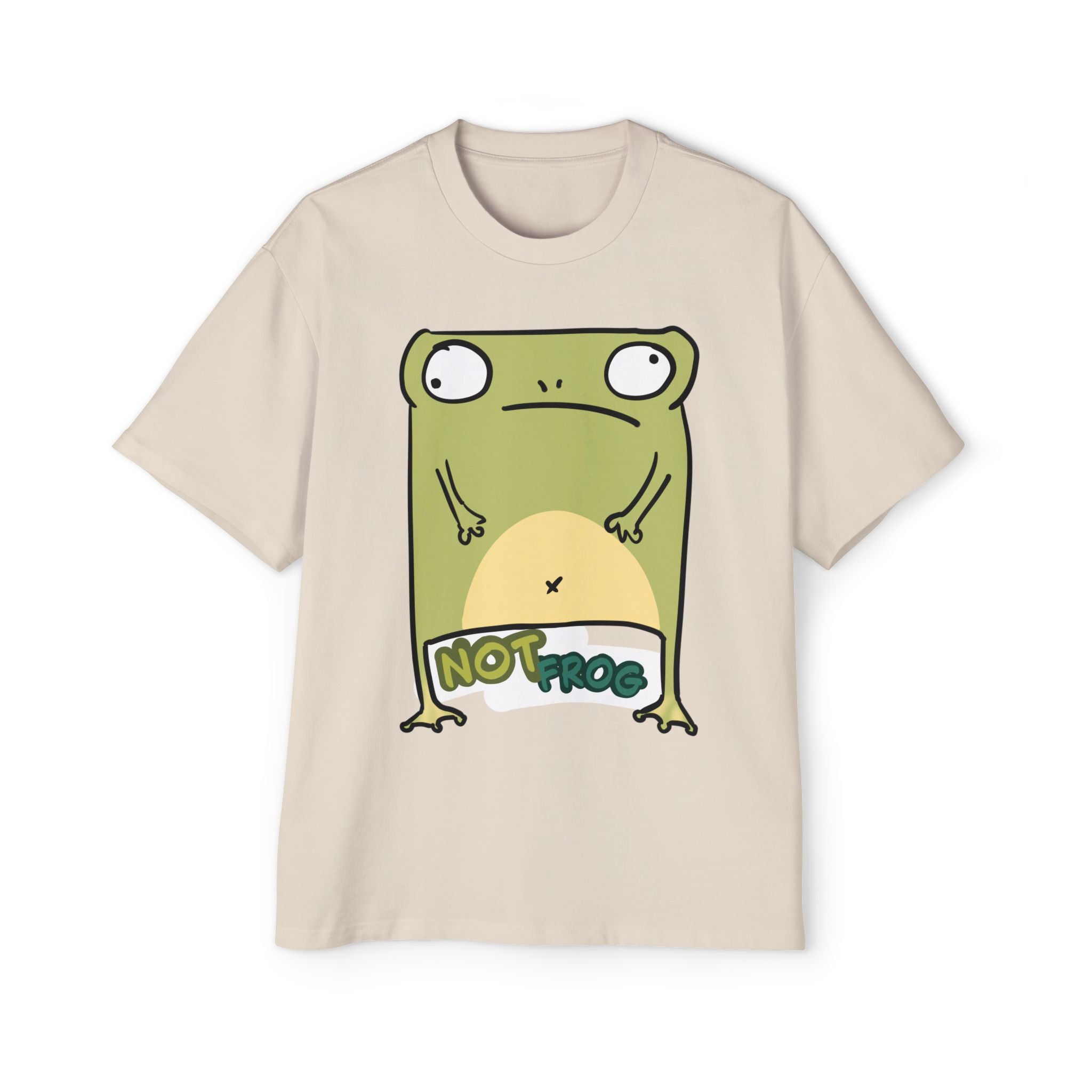 Funny 'Not Frog' Graphic Tee — Cute Cartoon Amphibian Oversized Shirt