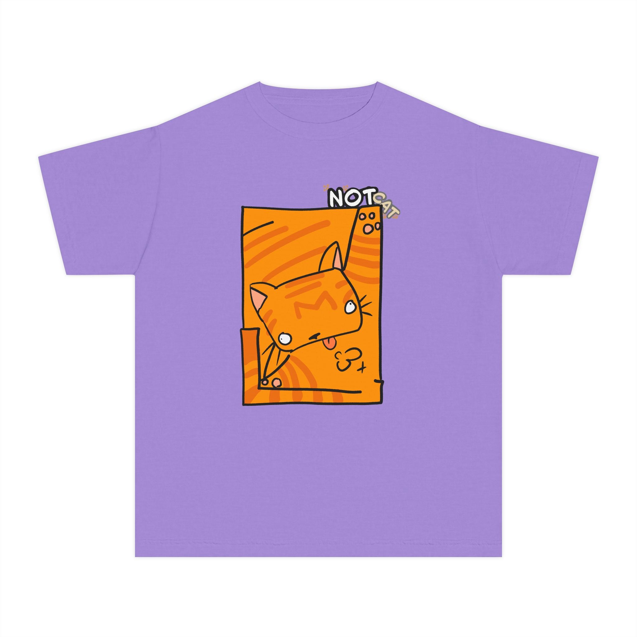 Orange Cat Youth Tee – Cute Cartoon Cat Graphic Shirt for Kids | Funny Not Cat Animal Cotton T-Shirt