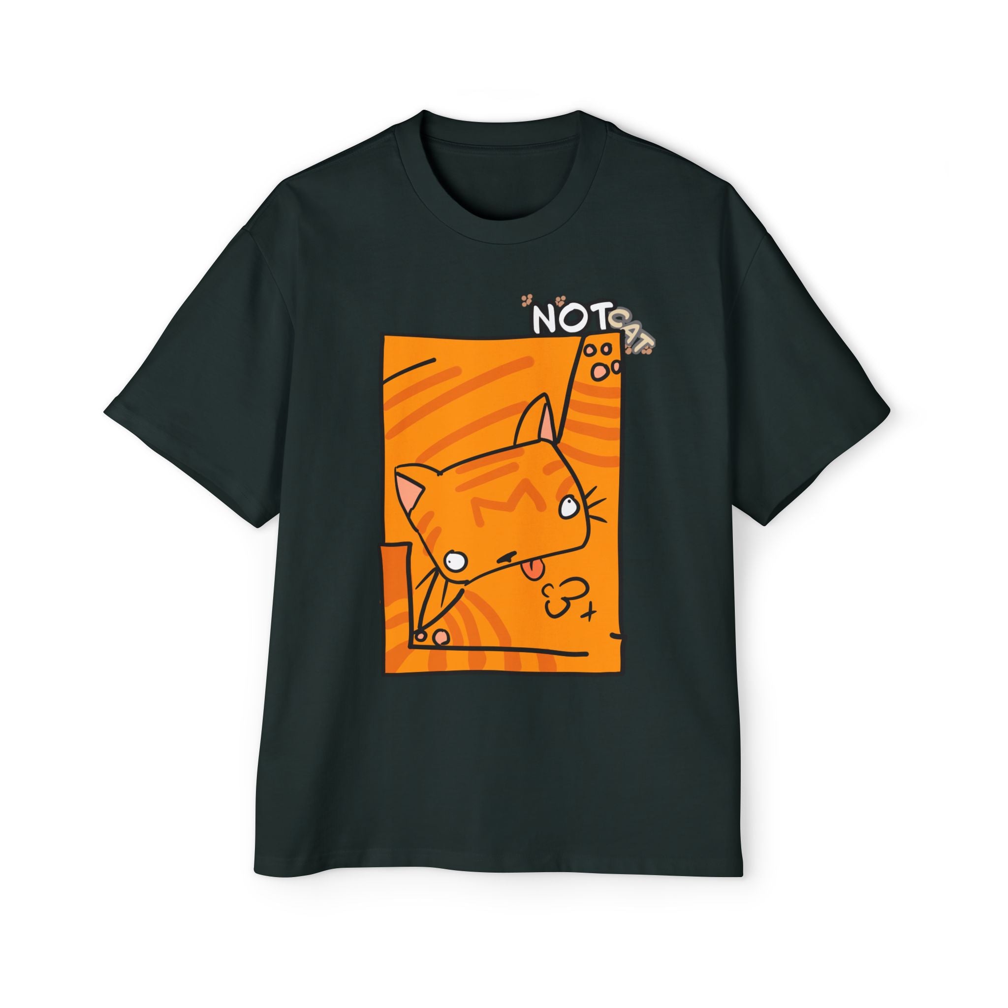 T-shirt graphique chat — « Pas chat » | T-shirt oversize chat orange dessin animé