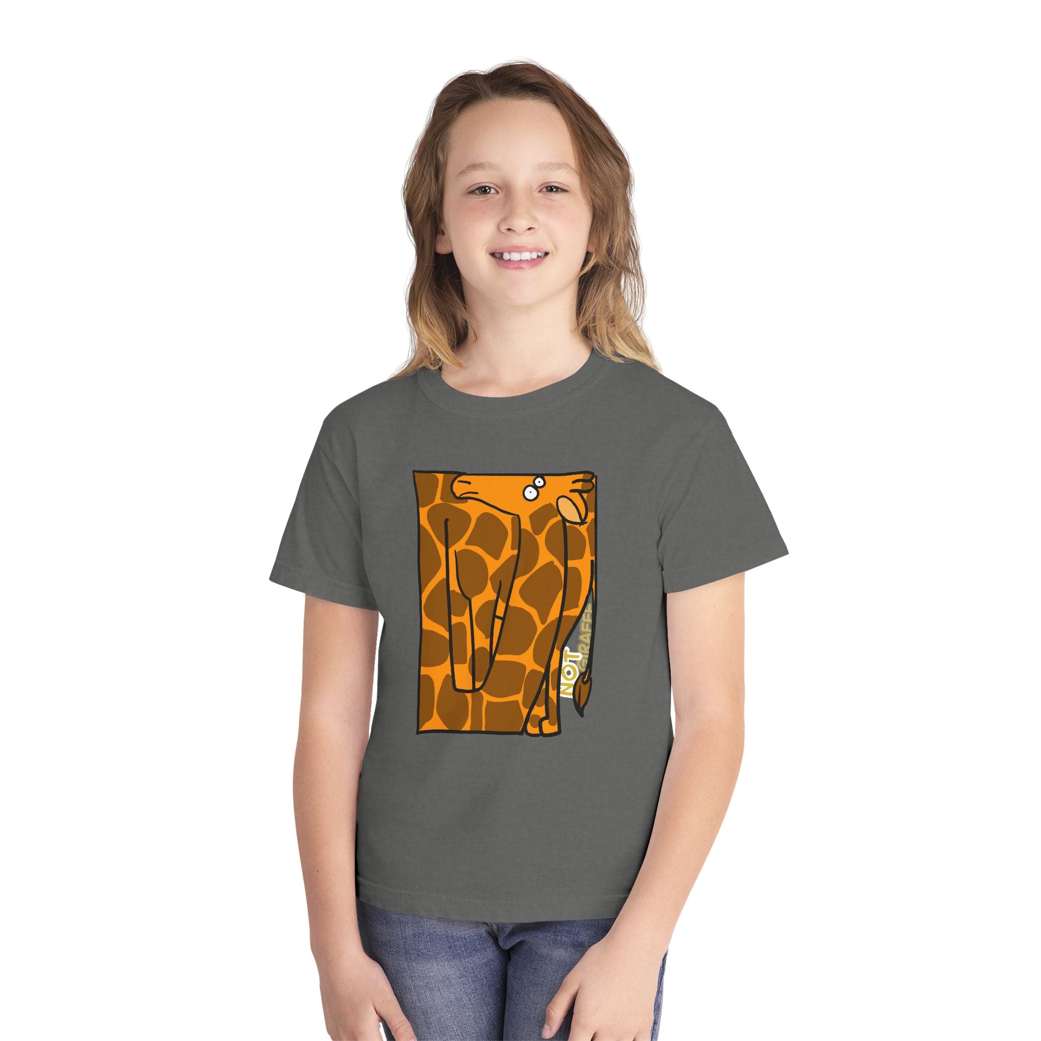 Giraffe Peek Kids Tee — Cute Peeking "Not Giraffe" Graphic Youth T-Shirt