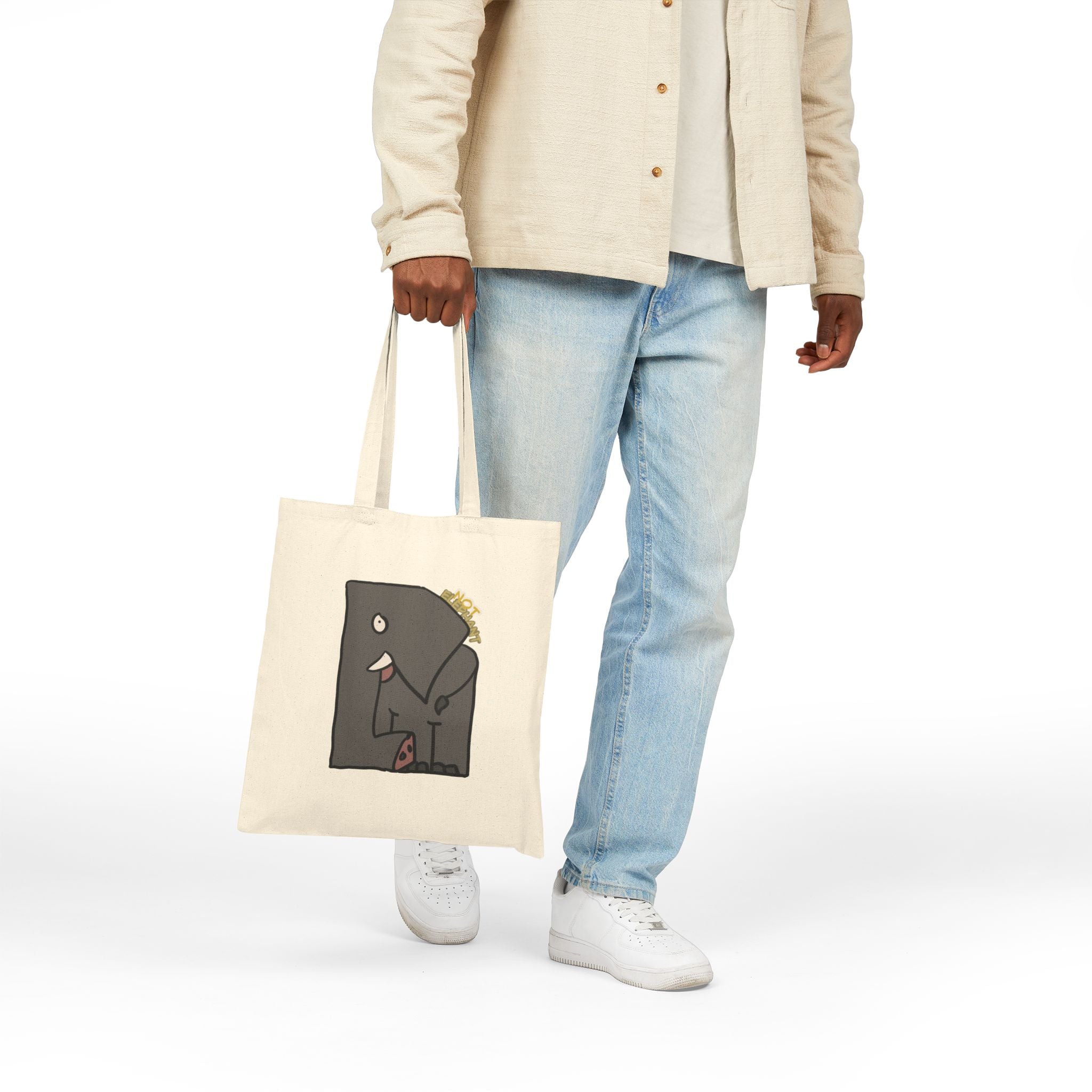 Elephant Tote — Cute Cartoon 'Not Elephant' Cotton Canvas Tote Bag