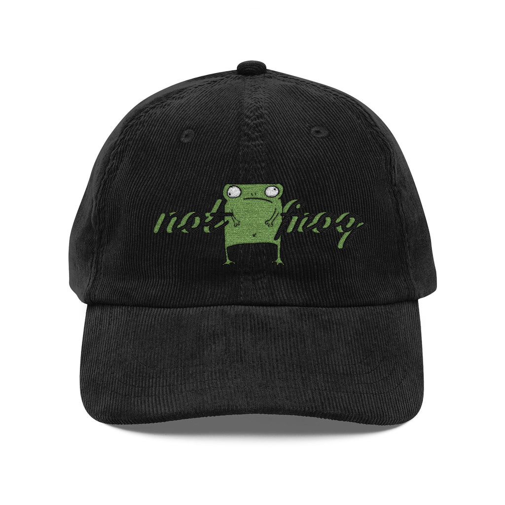 Vintage Corduroy Cap - Embroidered 'Not Frog' Green Frog Graphic