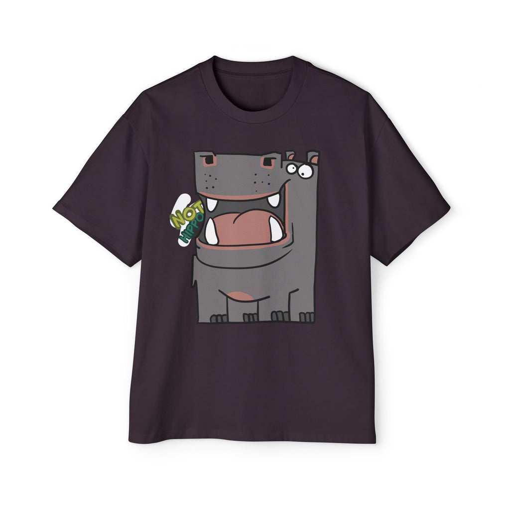 Hippo Cartoon Tee — Cute 'NOT HIPPO' Graphic Oversized T-Shirt