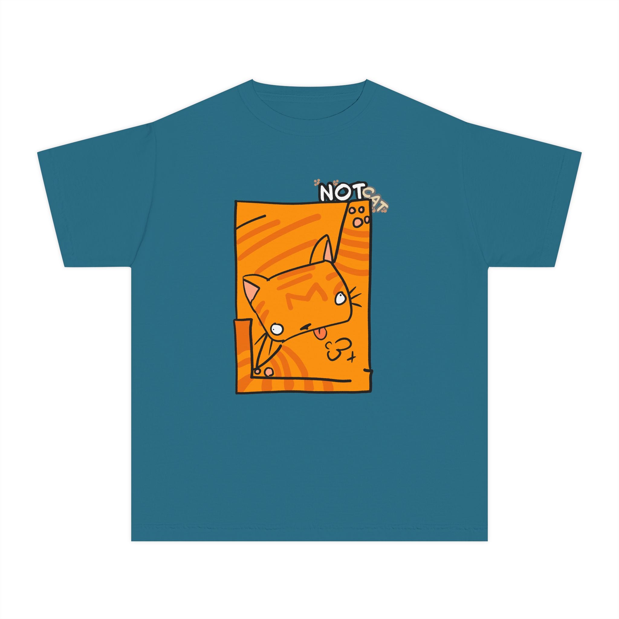 Orange Cat Youth Tee – Cute Cartoon Cat Graphic Shirt for Kids | Funny Not Cat Animal Cotton T-Shirt