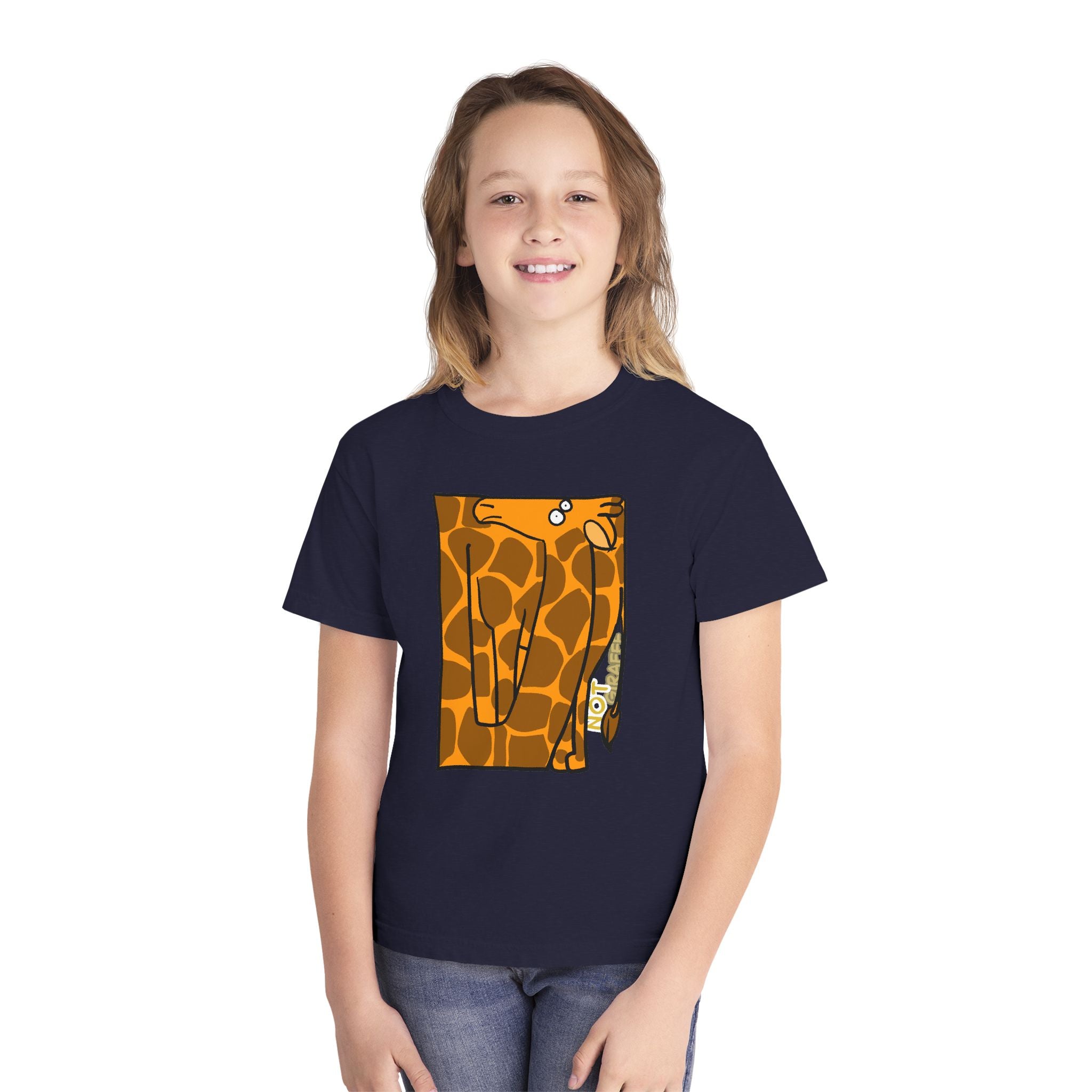 Giraffe Peek Kids Tee — Cute Peeking "Not Giraffe" Graphic Youth T-Shirt