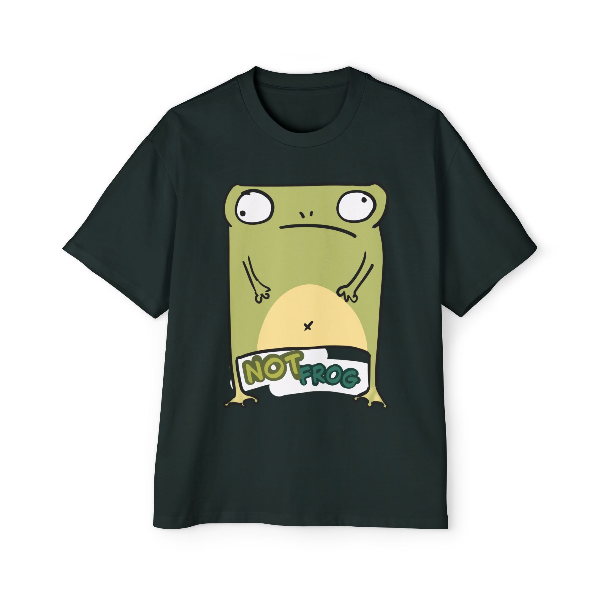 Funny 'Not Frog' Graphic Tee — Cute Cartoon Amphibian Oversized Shirt