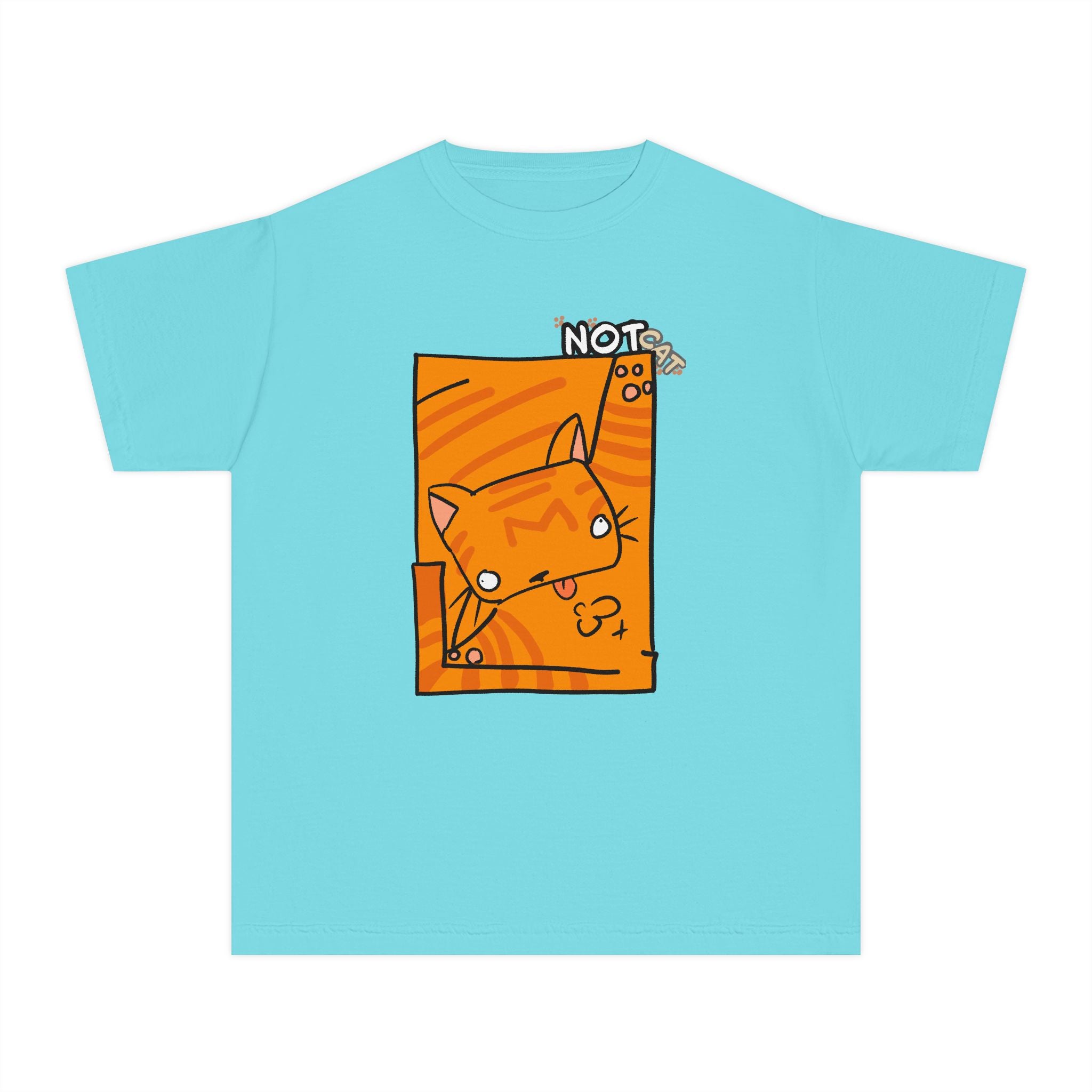 Orange Cat Youth Tee – Cute Cartoon Cat Graphic Shirt for Kids | Funny Not Cat Animal Cotton T-Shirt