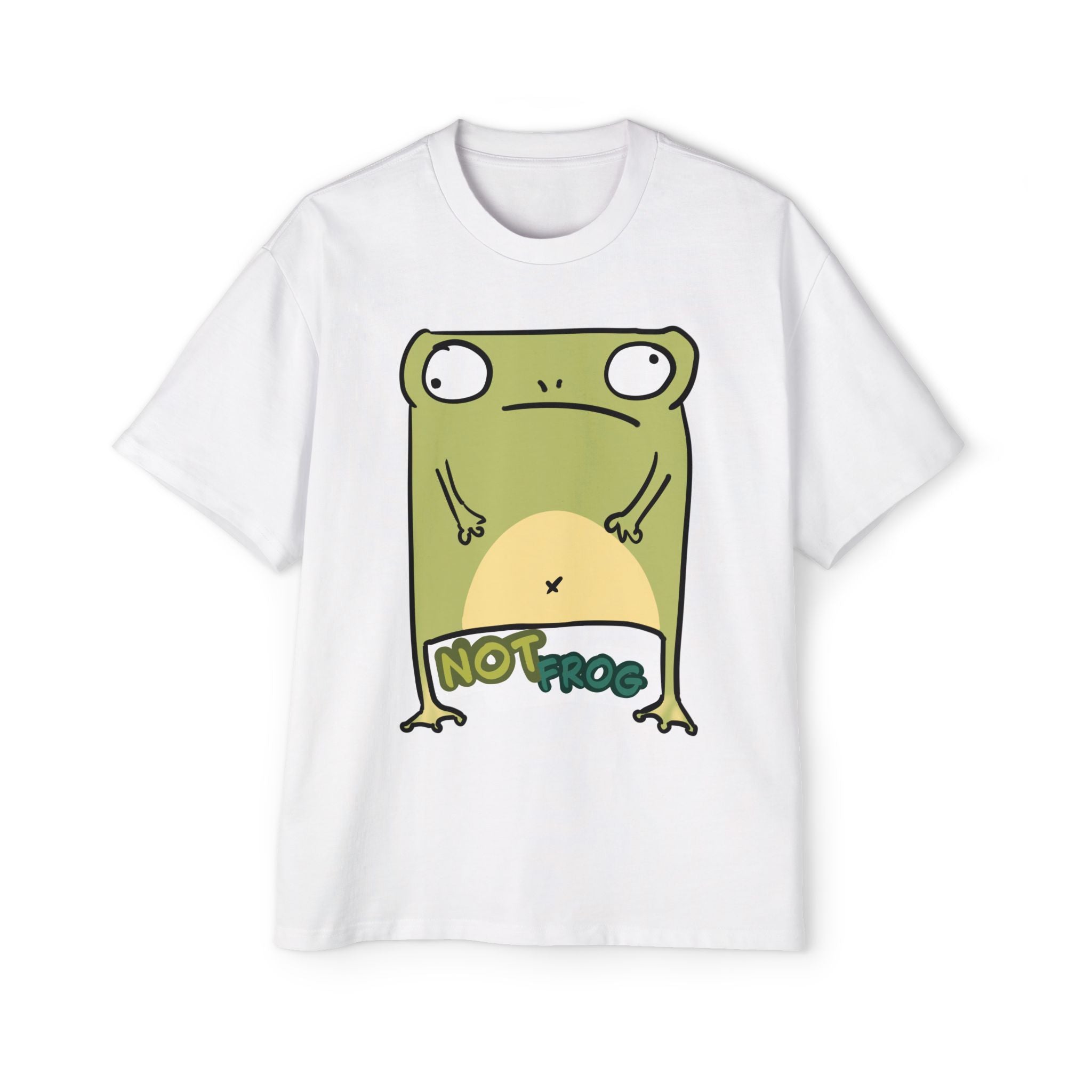 Funny 'Not Frog' Graphic Tee — Cute Cartoon Amphibian Oversized Shirt