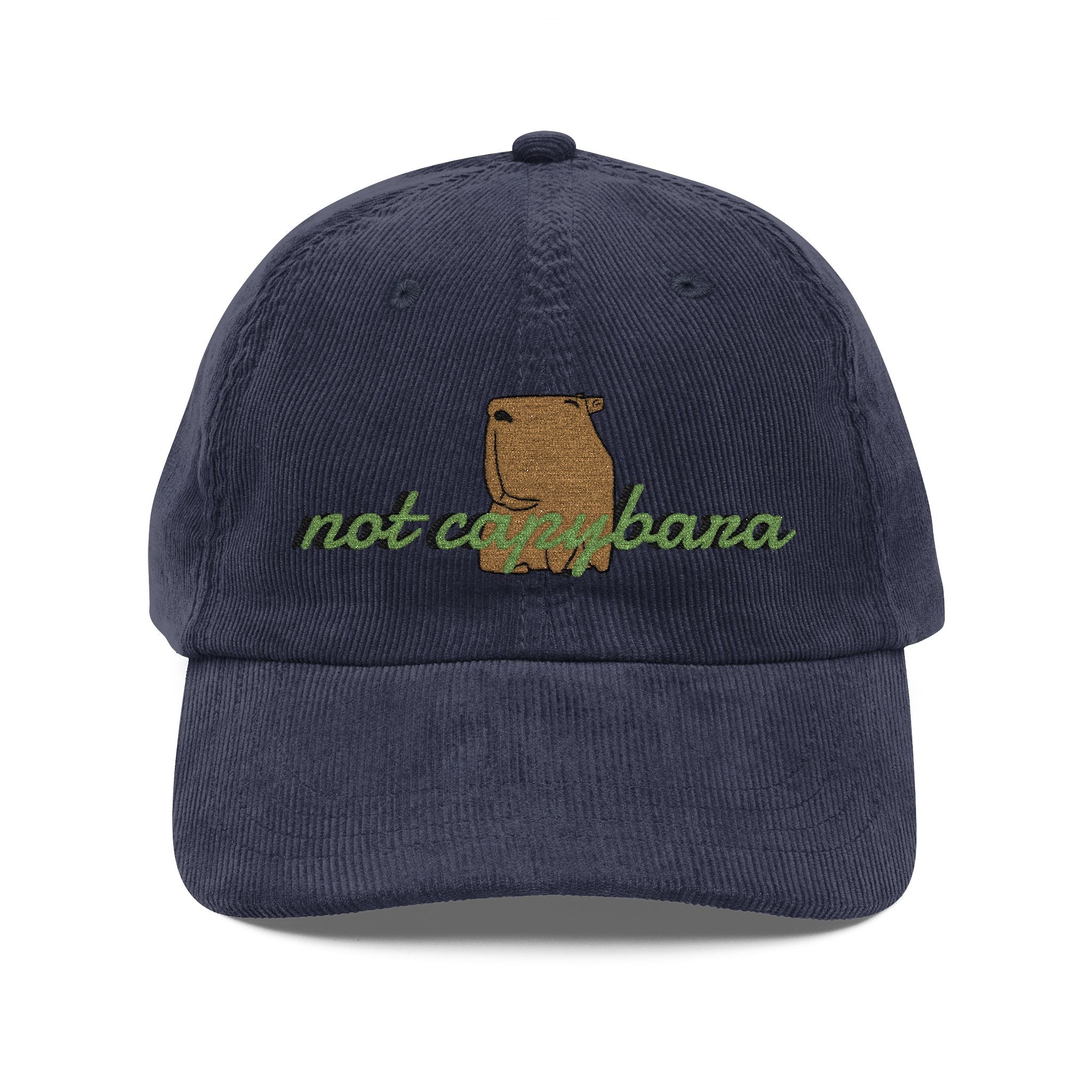 Casquette de baseball en velours côtelé – Motif « Not Capybara » brodé