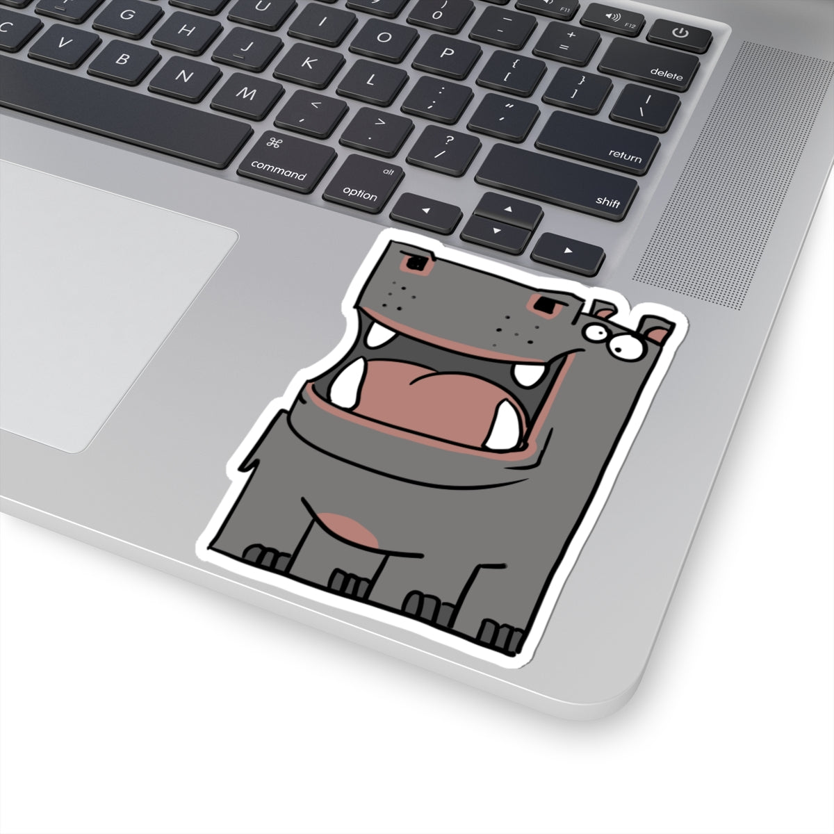 Hippo Kiss-Cut Sticker — Cute Cartoon Hippo Laptop Decal