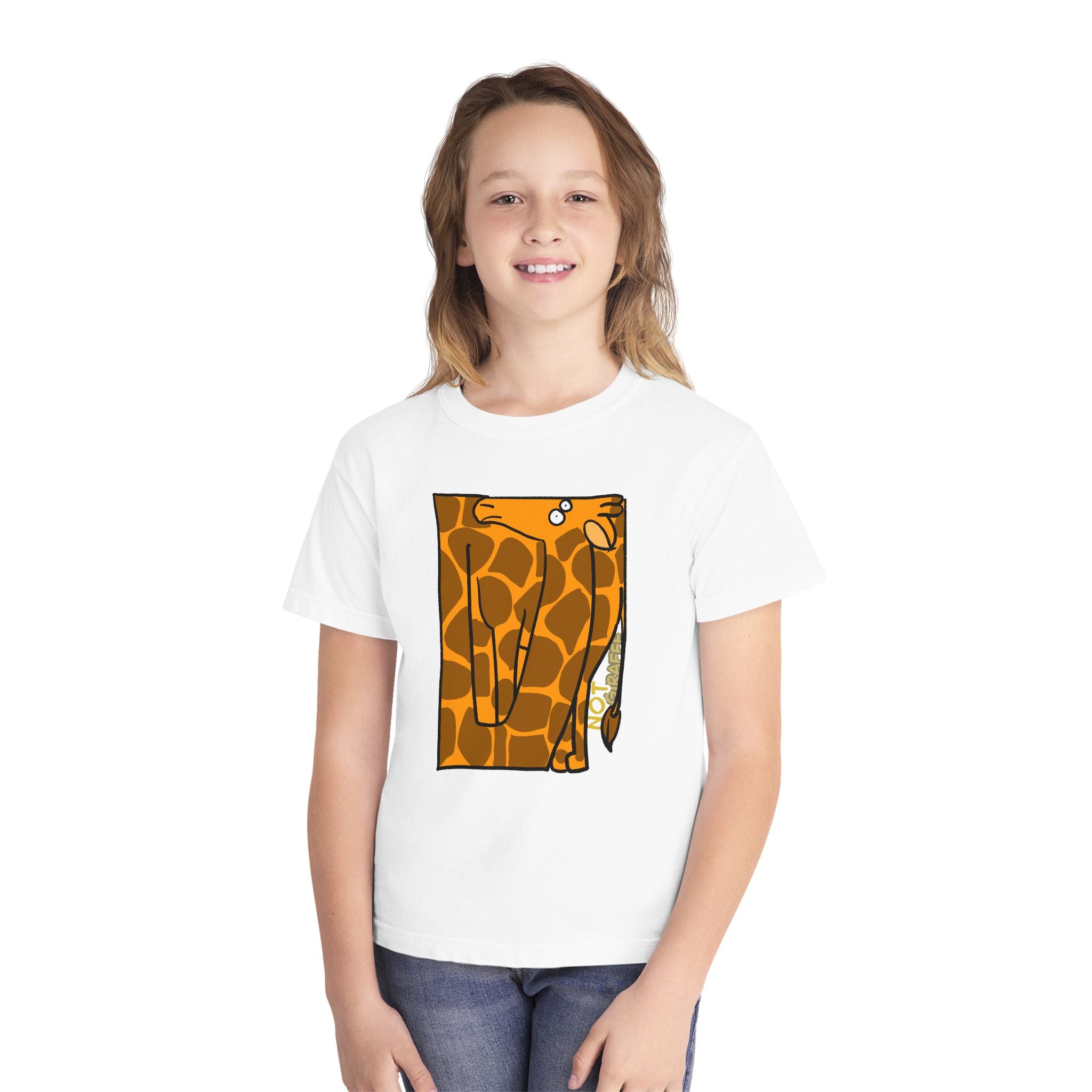 Giraffe Peek Kids Tee — Cute Peeking "Not Giraffe" Graphic Youth T-Shirt