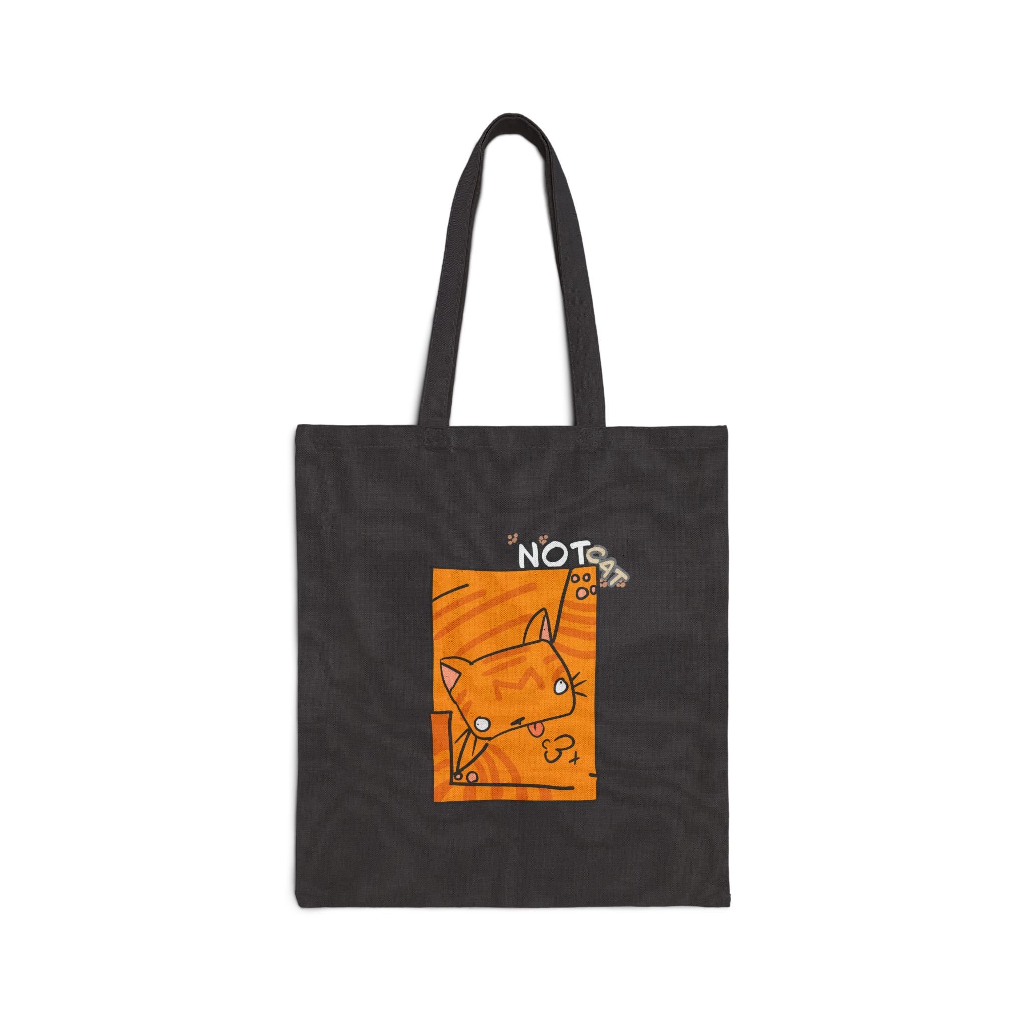Cute Orange Cat 'Not Cat' Canvas Tote Bag — Cute Kitty Shopper Tote