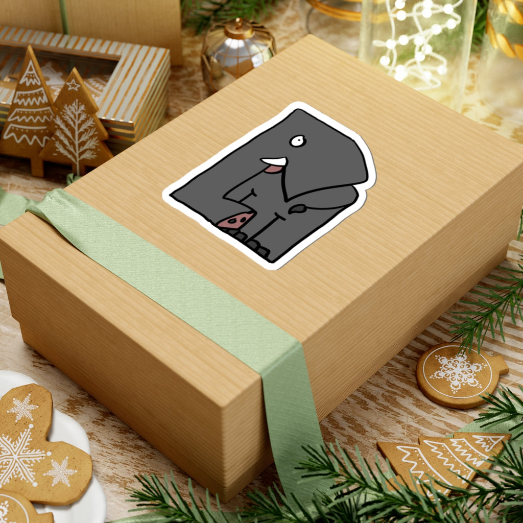 Elephant Kiss-Cut Sticker — Cute Cartoon Laptop Decal