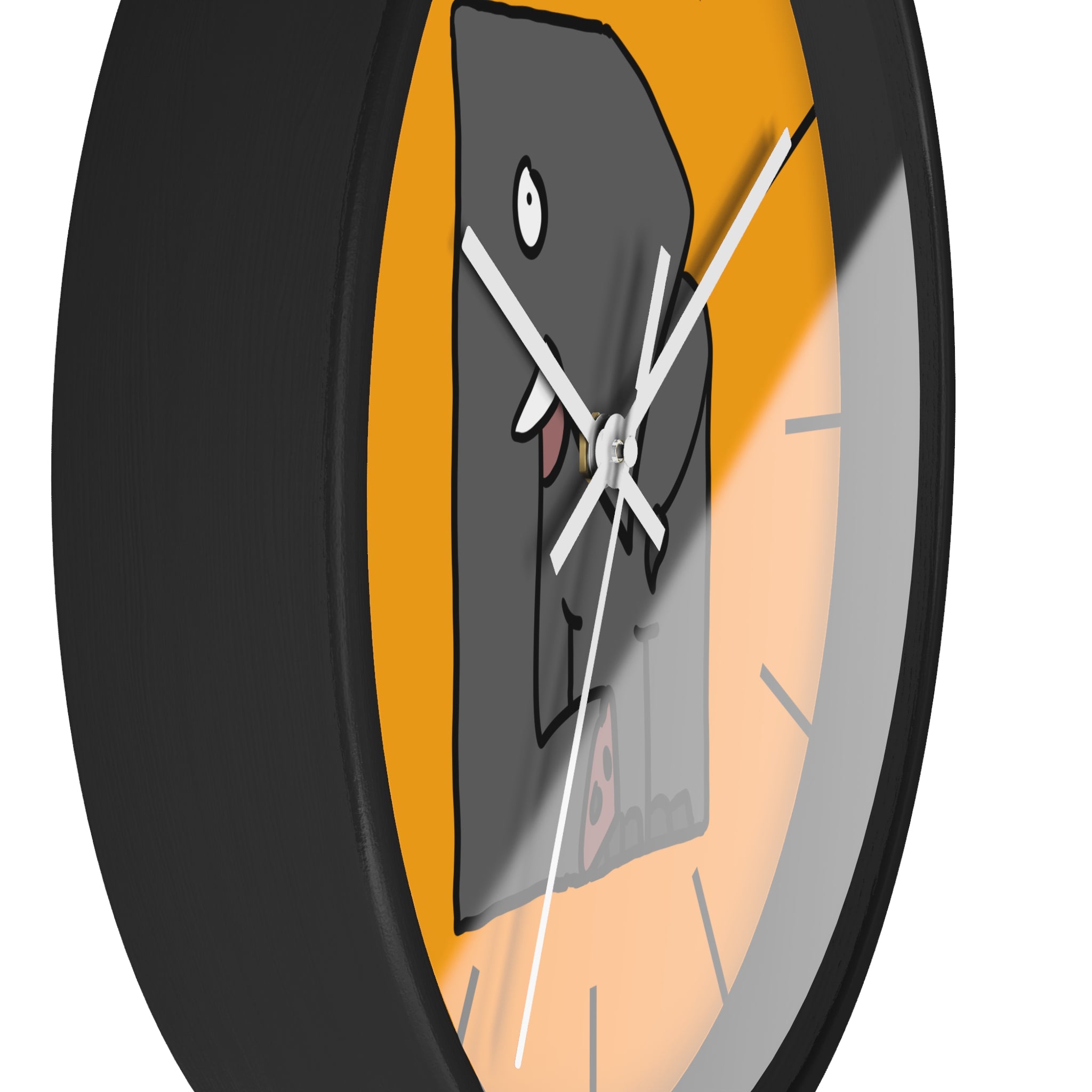 Elephant Cartoon Wall Clock — Cute Orange Nursery Clock with Playful Elephant Design
