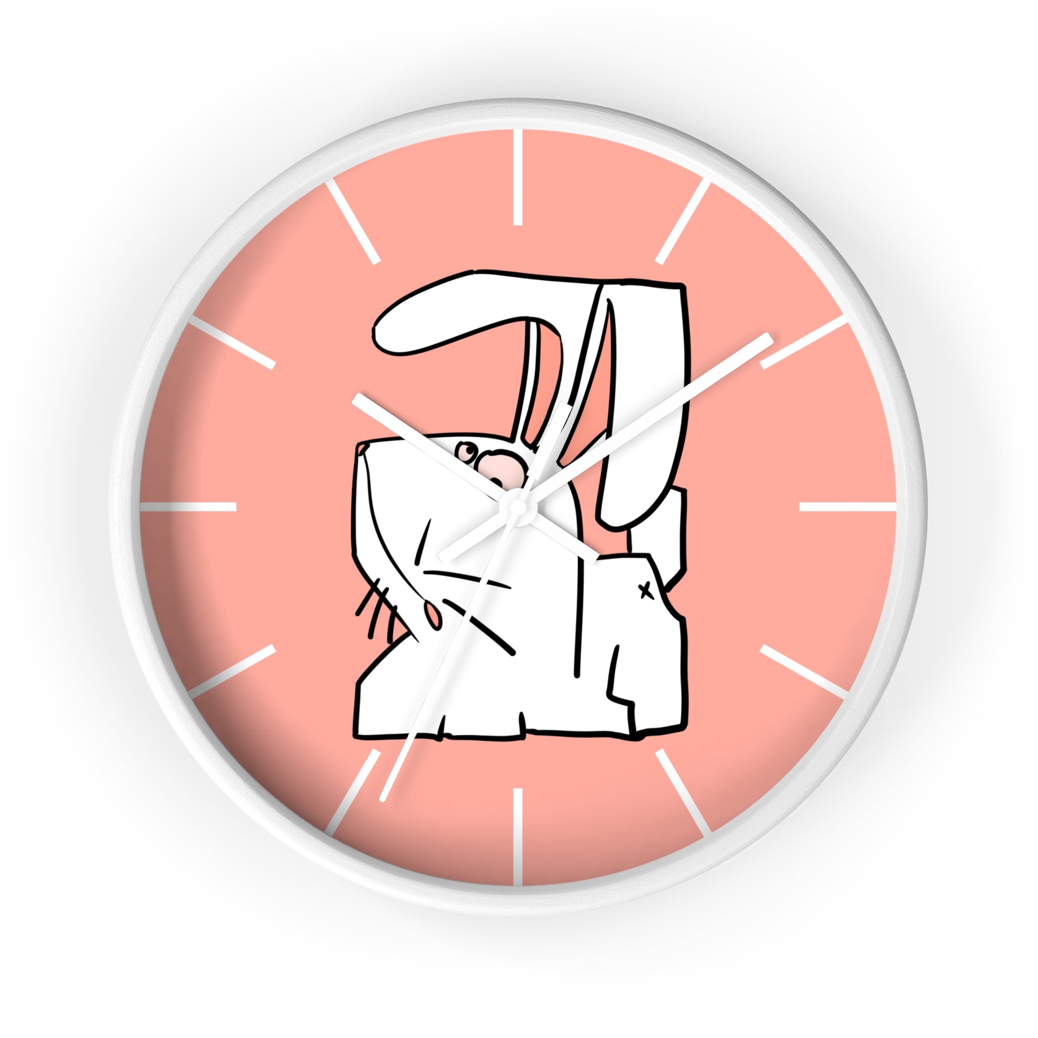 Cute Pink Bunny Wall Clock — Playful Ceramic Rabbit Design
