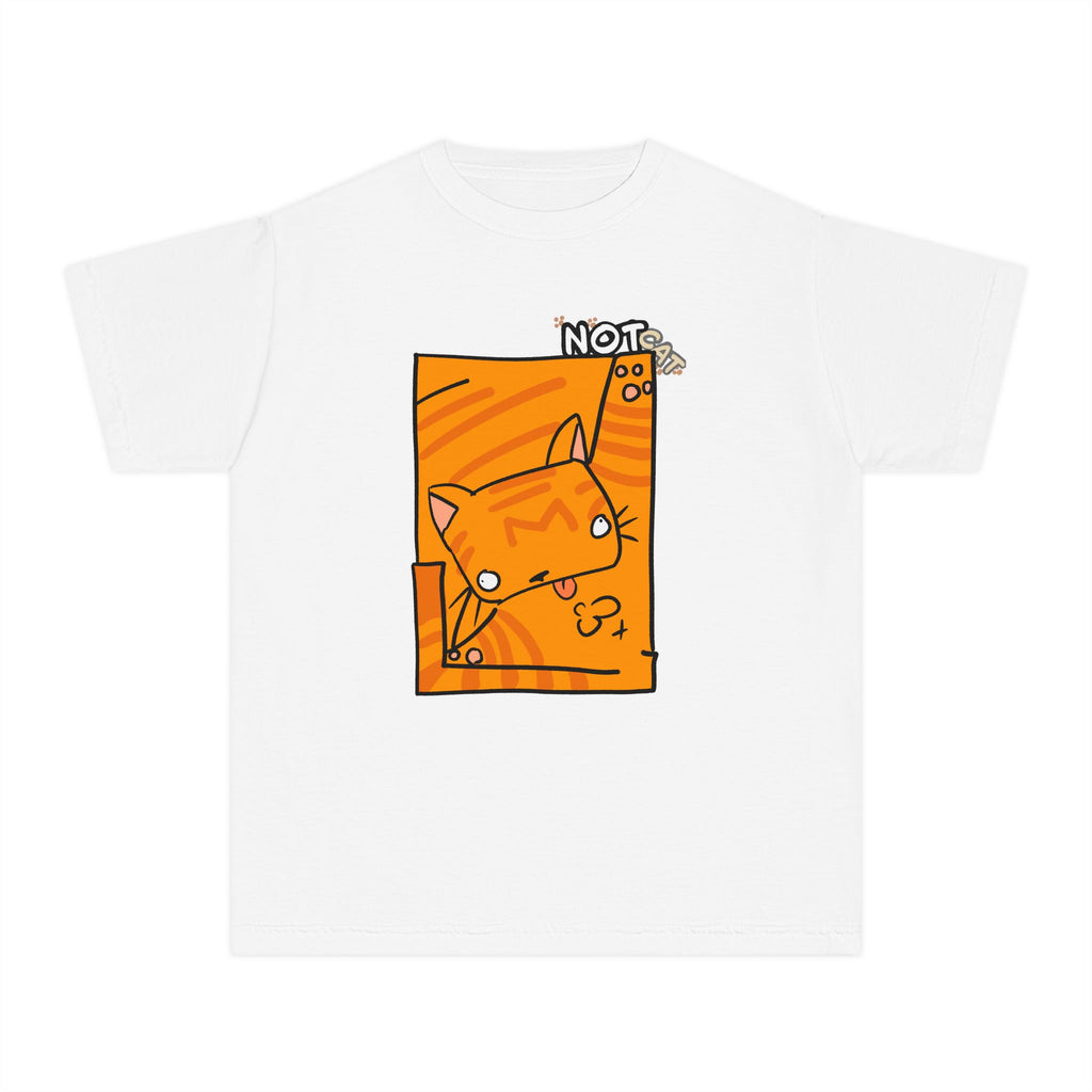Orange Cat Youth Tee – Cute Cartoon Cat Graphic Shirt for Kids | Funny Not Cat Animal Cotton T-Shirt