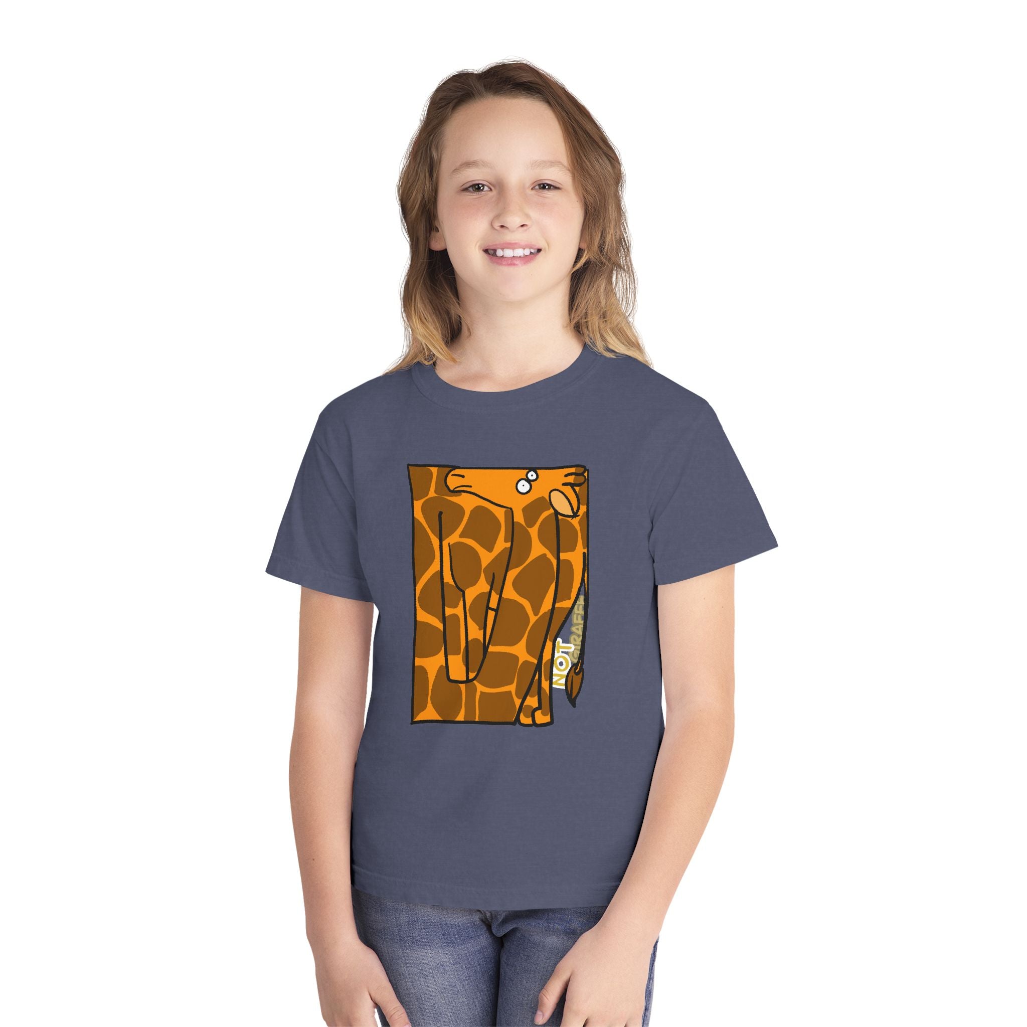 Giraffe Peek Kids Tee — Cute Peeking "Not Giraffe" Graphic Youth T-Shirt