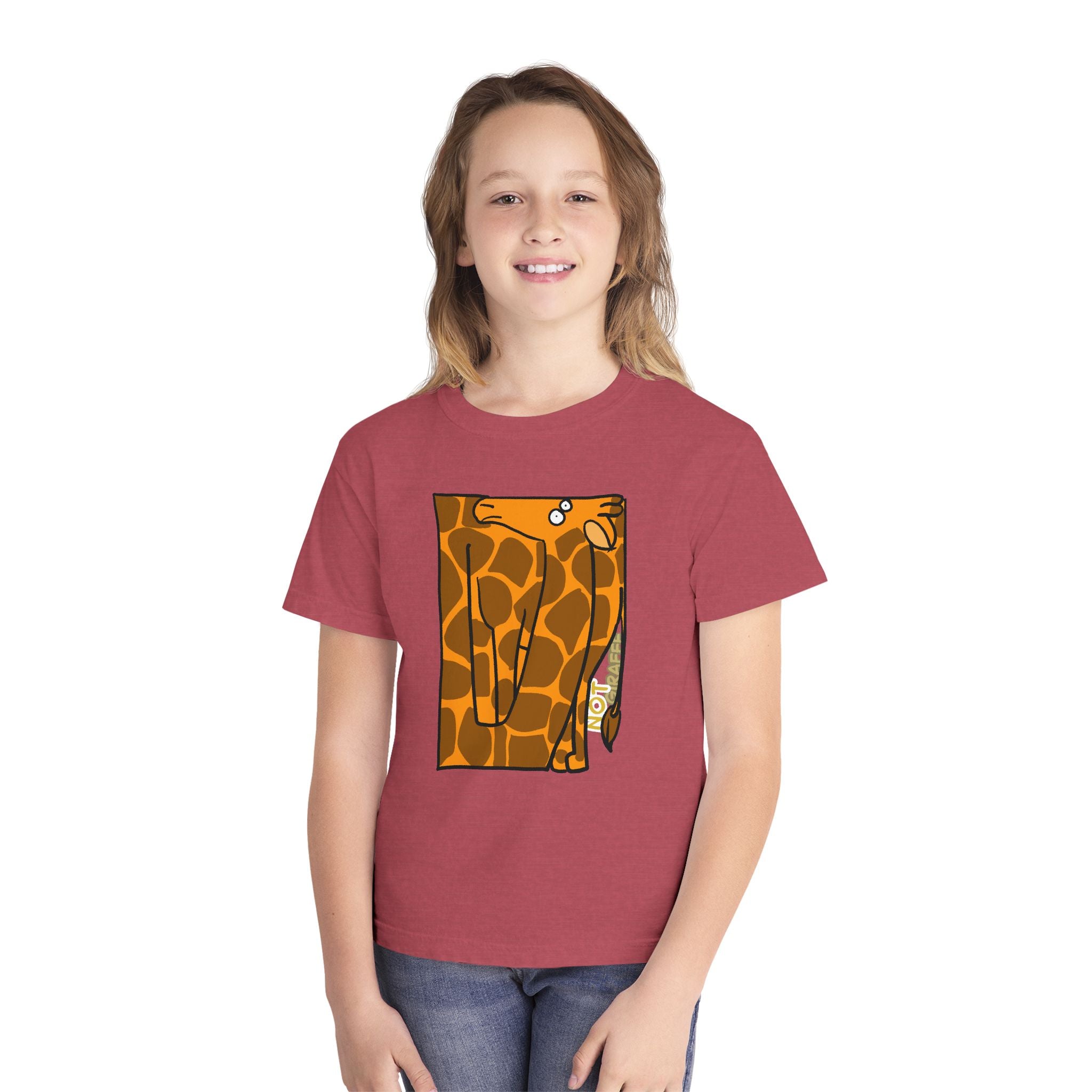 Giraffe Peek Kids Tee — Cute Peeking "Not Giraffe" Graphic Youth T-Shirt