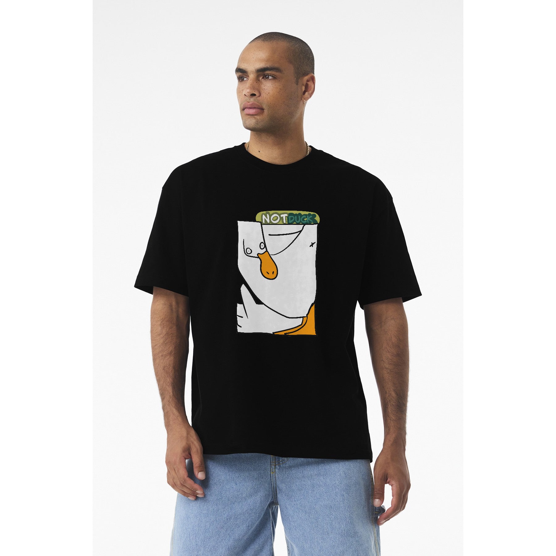 Duck Graphic Tee — 'NOT DUCK' Playful Cartoon Duck Pocket Design