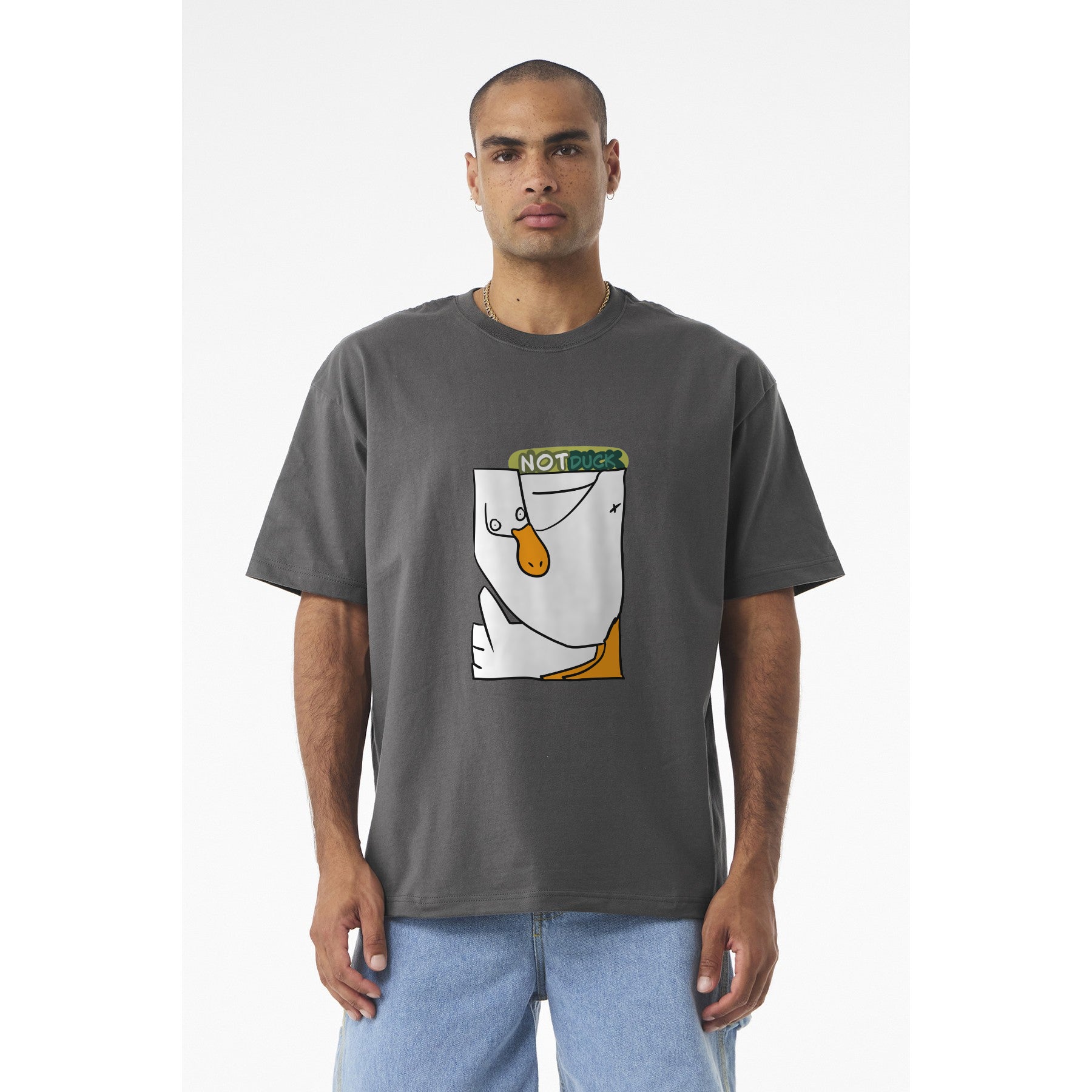 Duck Graphic Tee — 'NOT DUCK' Playful Cartoon Duck Pocket Design