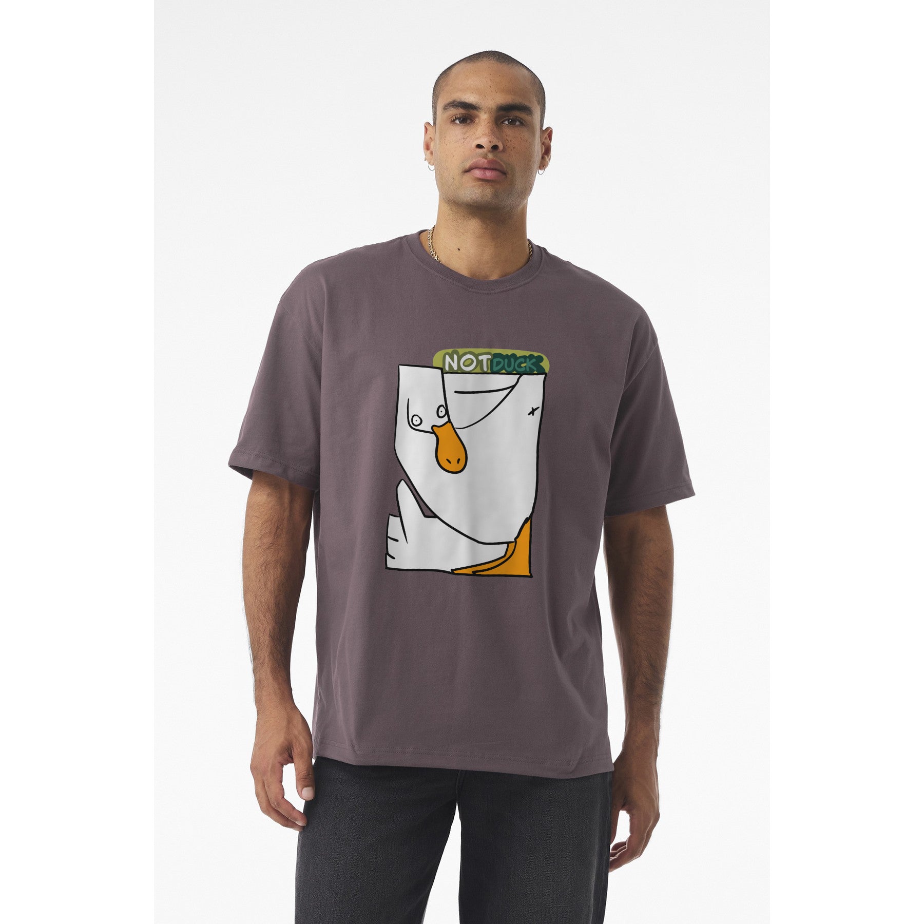 Duck Graphic Tee — 'NOT DUCK' Playful Cartoon Duck Pocket Design