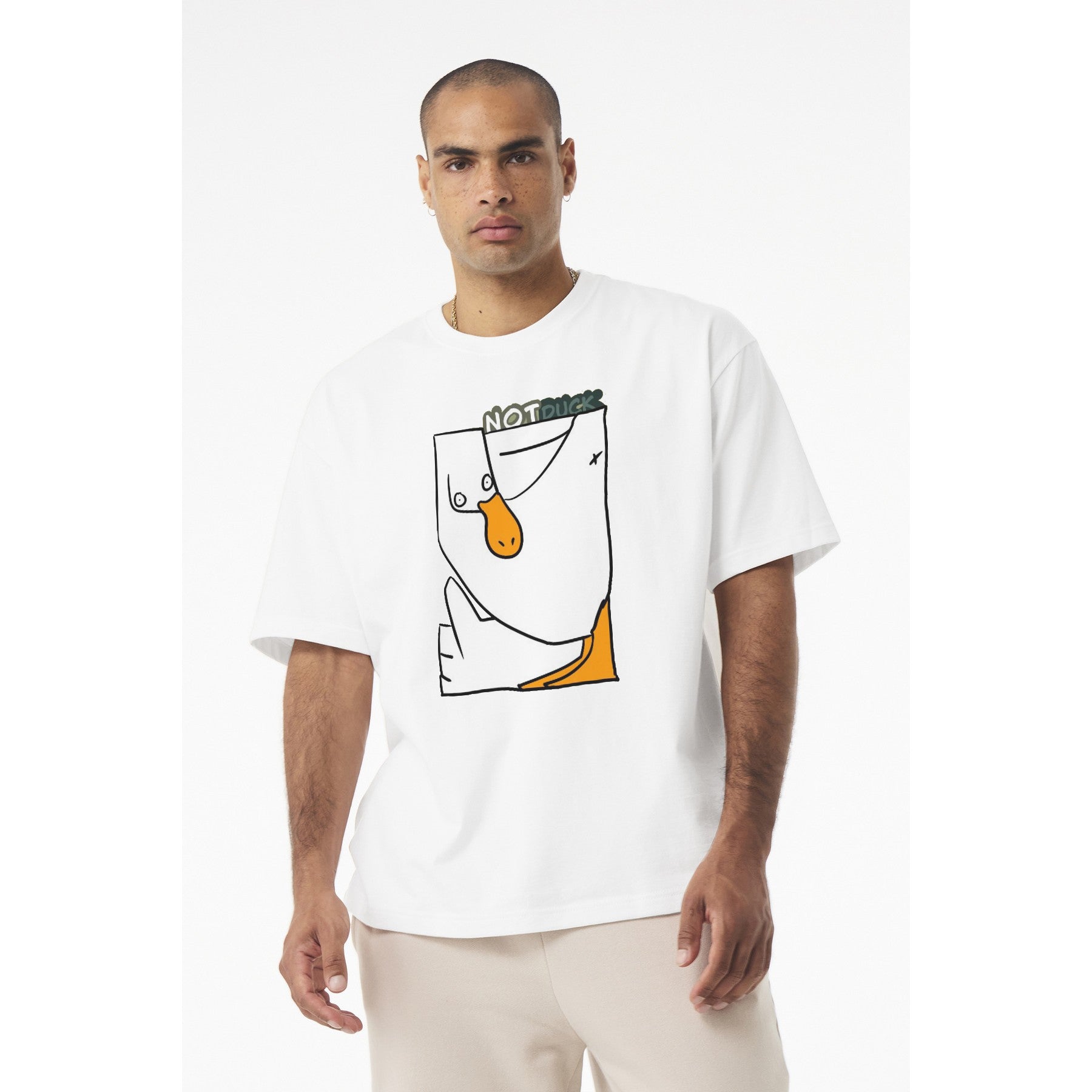 Duck Graphic Tee — 'NOT DUCK' Playful Cartoon Duck Pocket Design