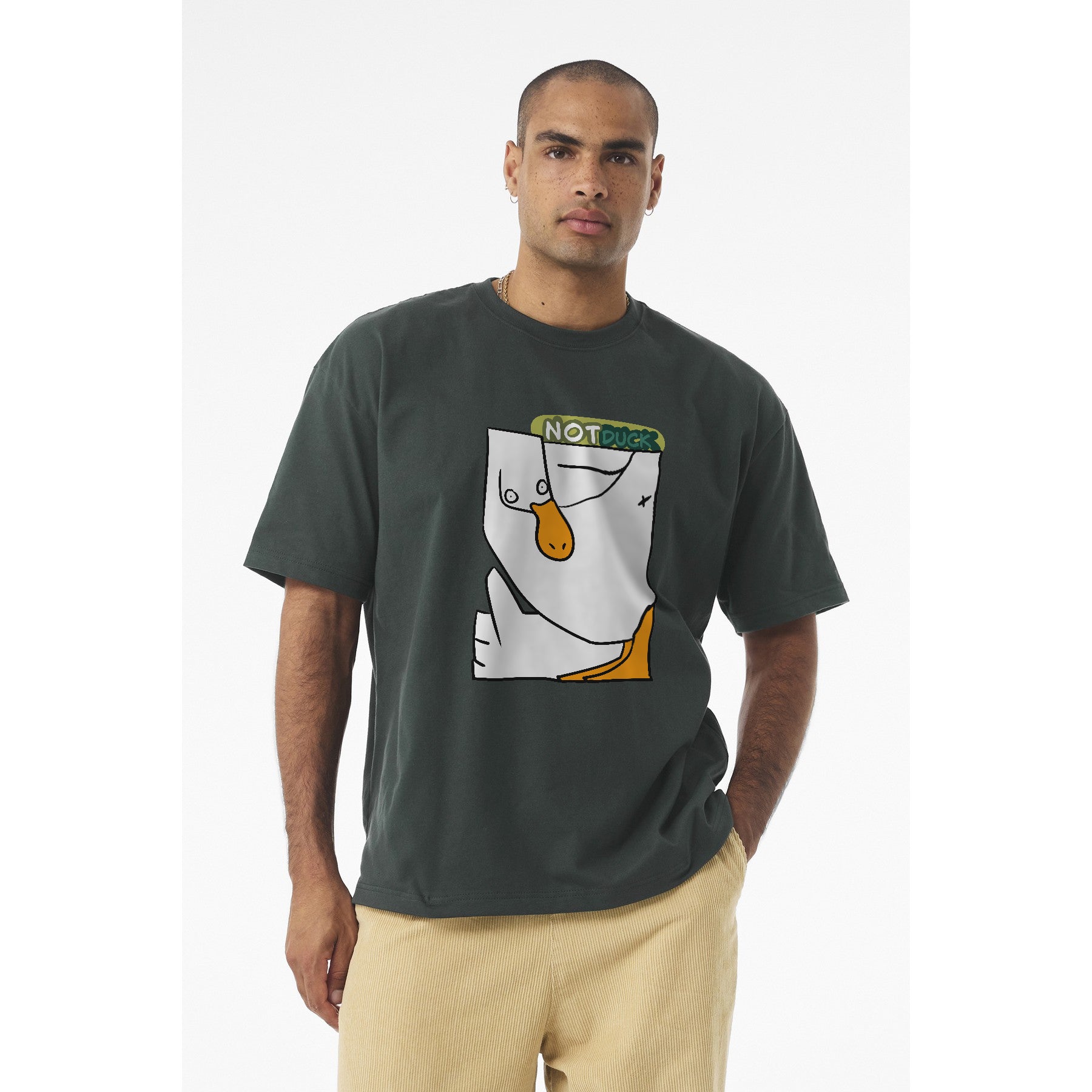 Duck Graphic Tee — 'NOT DUCK' Playful Cartoon Duck Pocket Design