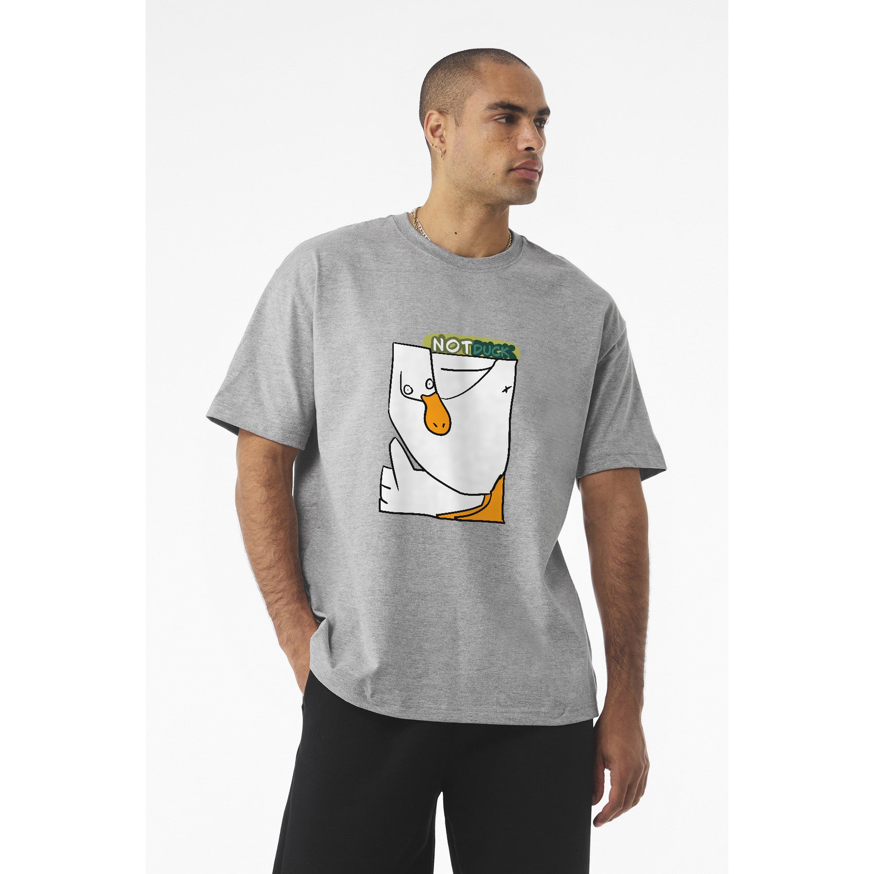 Duck Graphic Tee — 'NOT DUCK' Playful Cartoon Duck Pocket Design