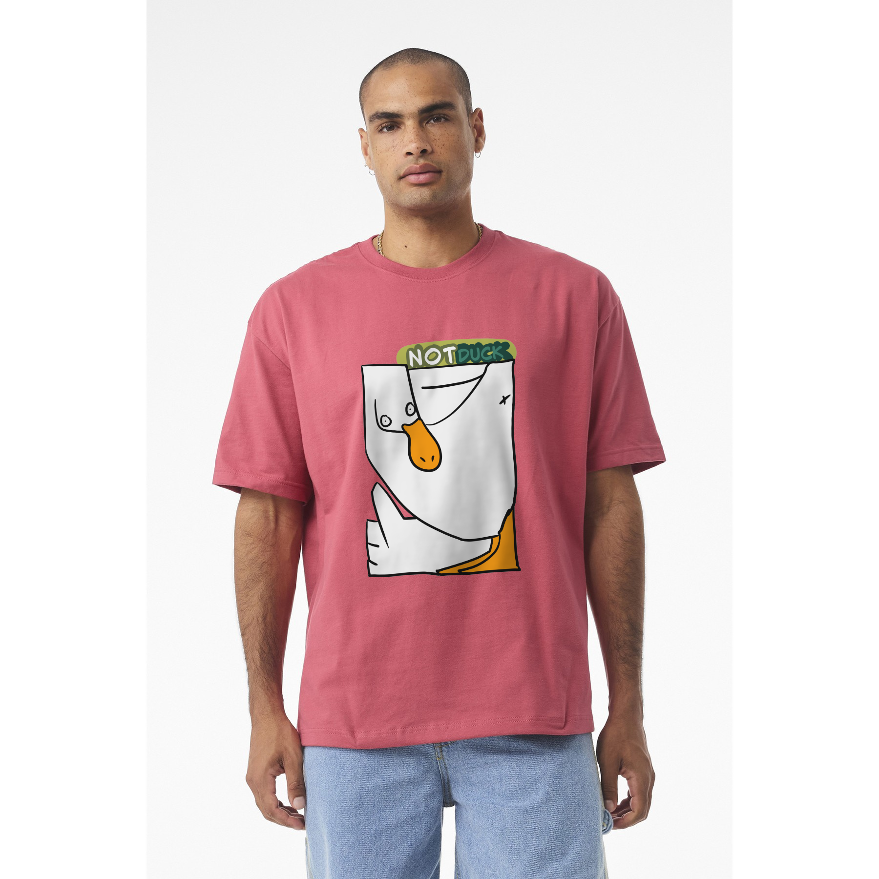 Duck Graphic Tee — 'NOT DUCK' Playful Cartoon Duck Pocket Design