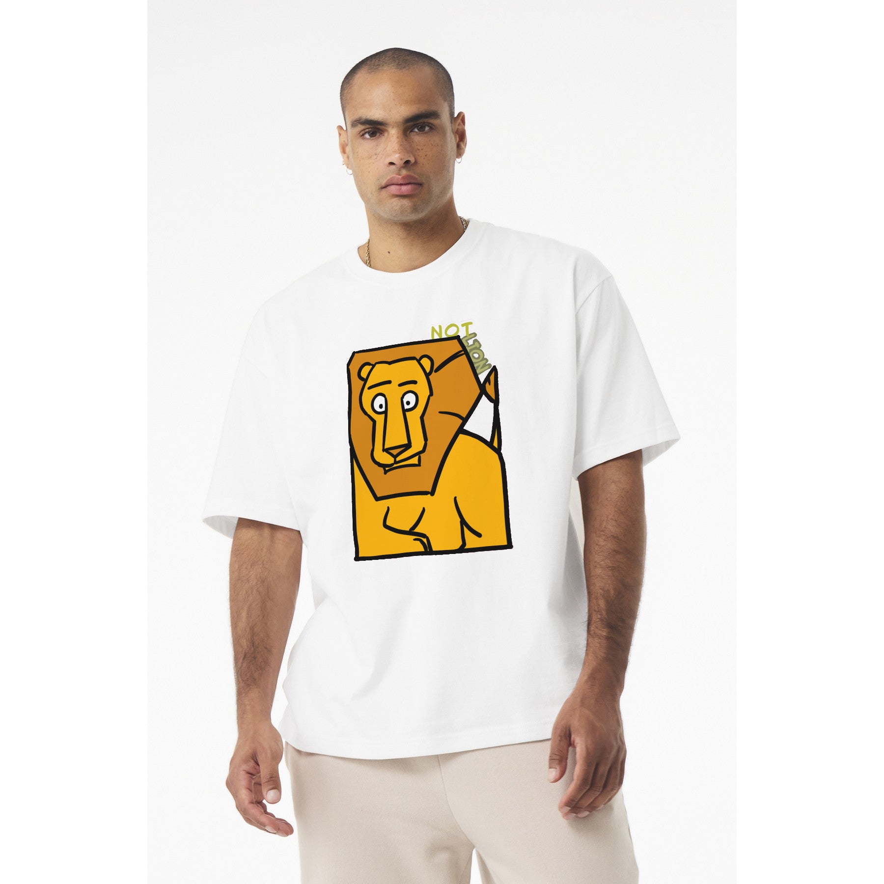 Lion Graphic Tee – "Not Lion" Playful Animal T-Shirt