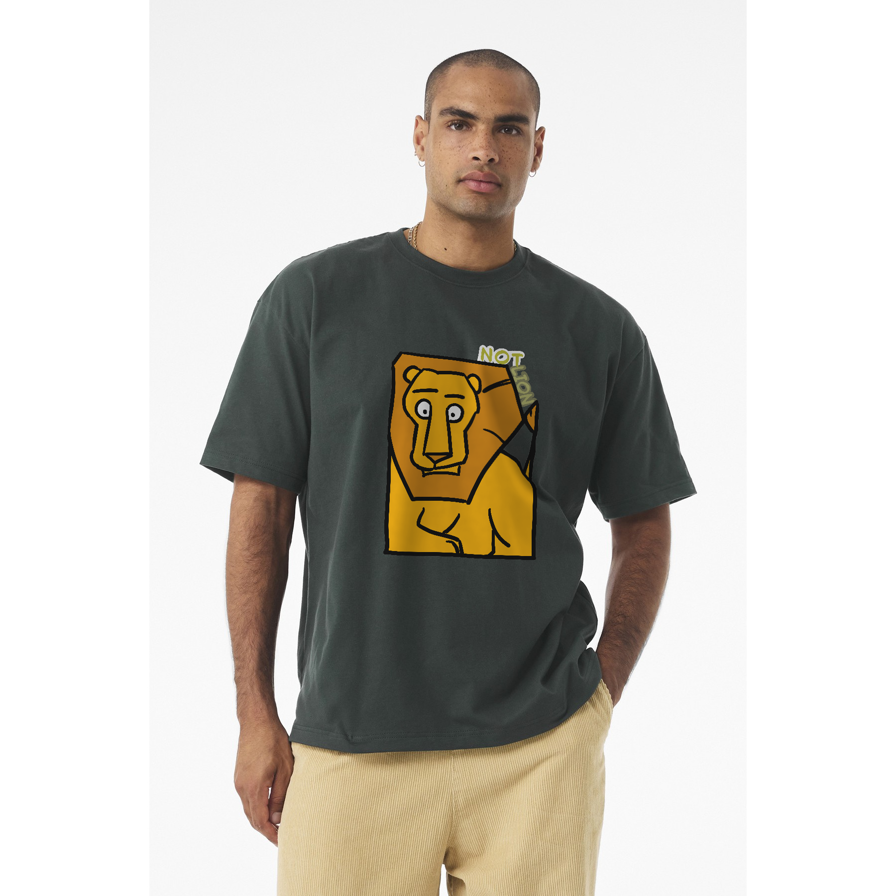 Lion Graphic Tee – "Not Lion" Playful Animal T-Shirt